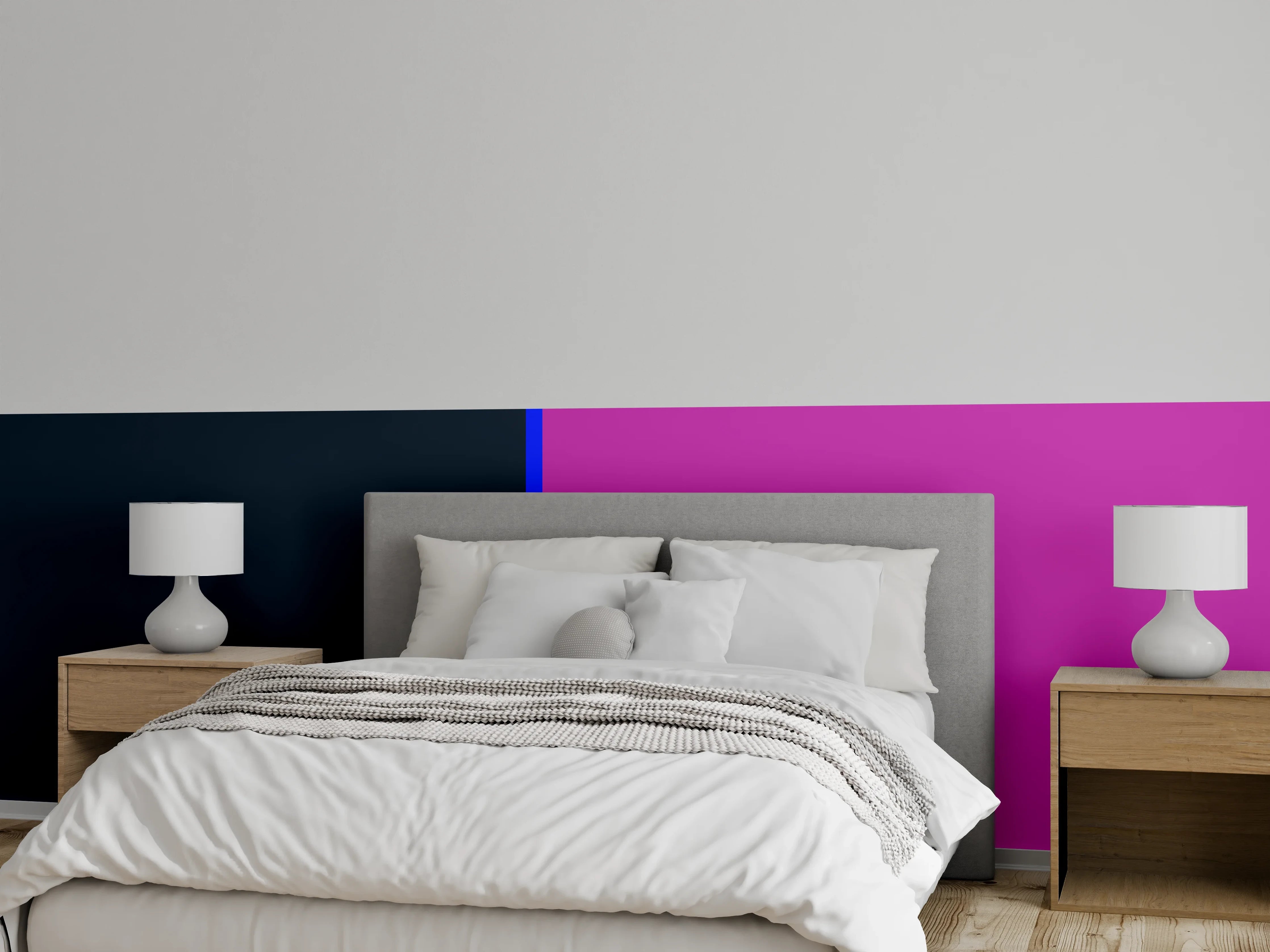 Wandverkleidung Schlafzimmer - Modernes Farbdoppel: Anthrazit und Lila