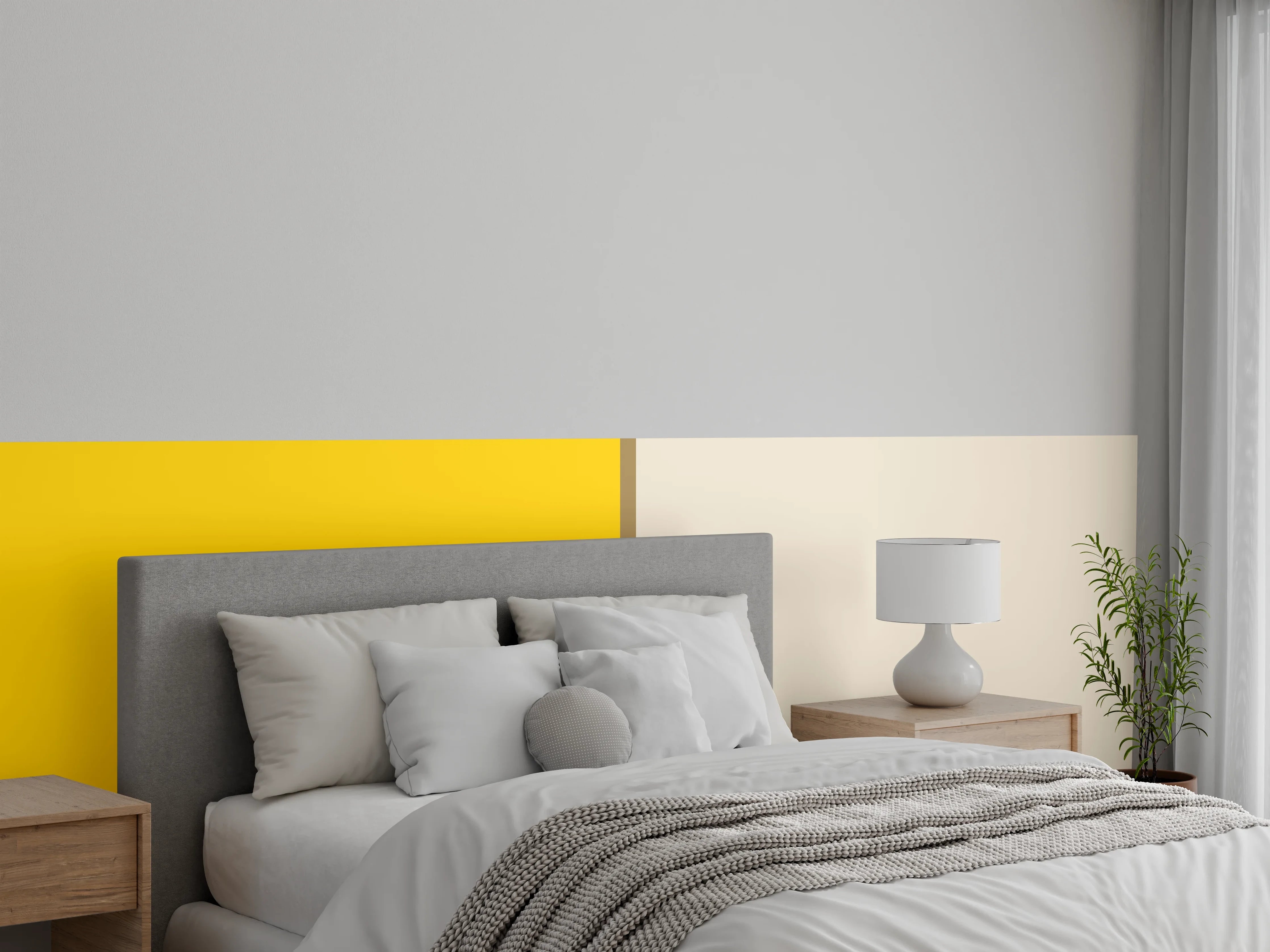 Wandverkleidung Schlafzimmer - Modernes Farbduo Gelb Beige