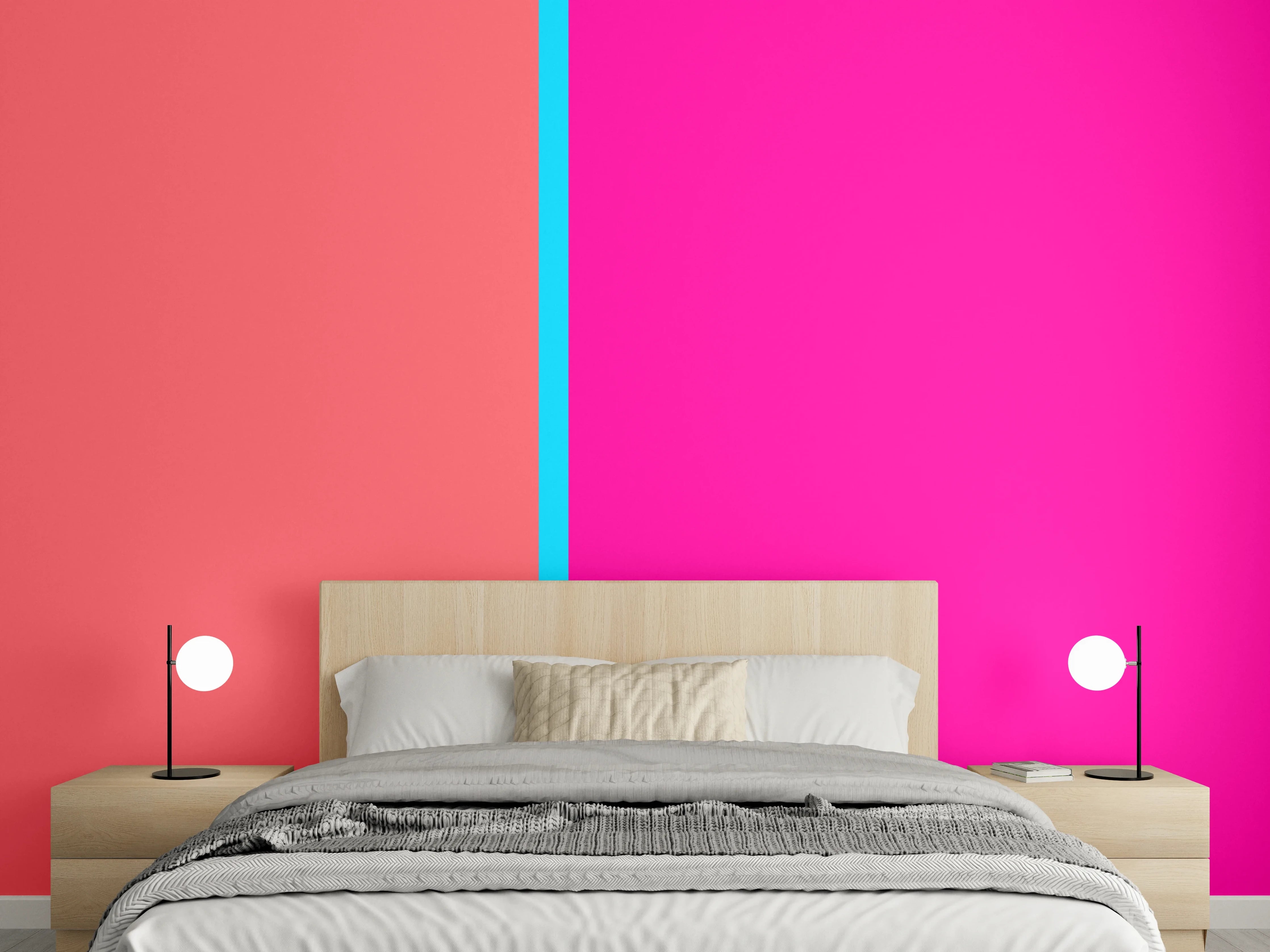 Wandverkleidung Schlafzimmer - Modernes Farbduo – Rosa und Pink