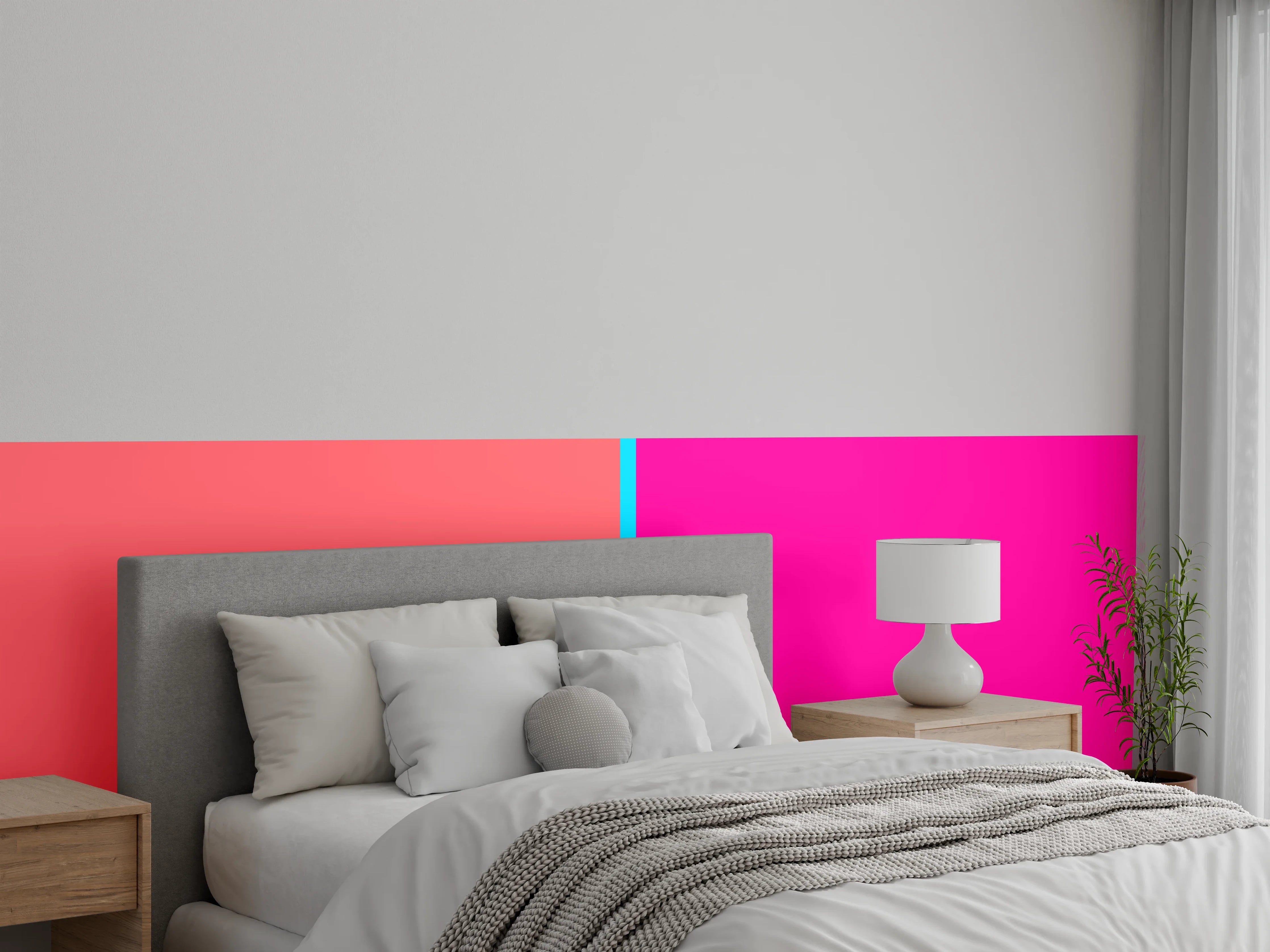 Wandverkleidung Schlafzimmer - Modernes Farbduo – Rosa und Pink