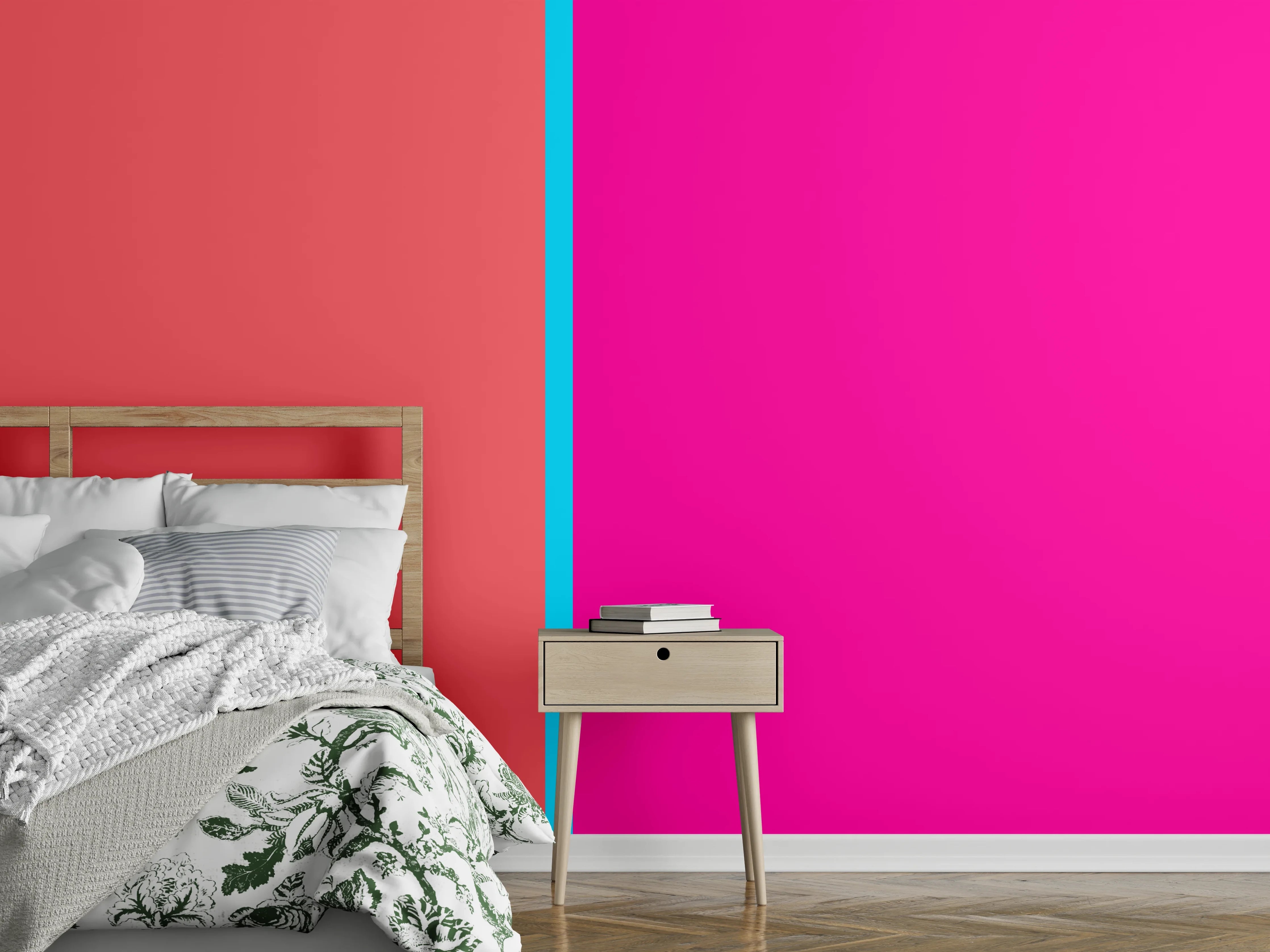 Wandverkleidung Schlafzimmer - Modernes Farbduo – Rosa und Pink
