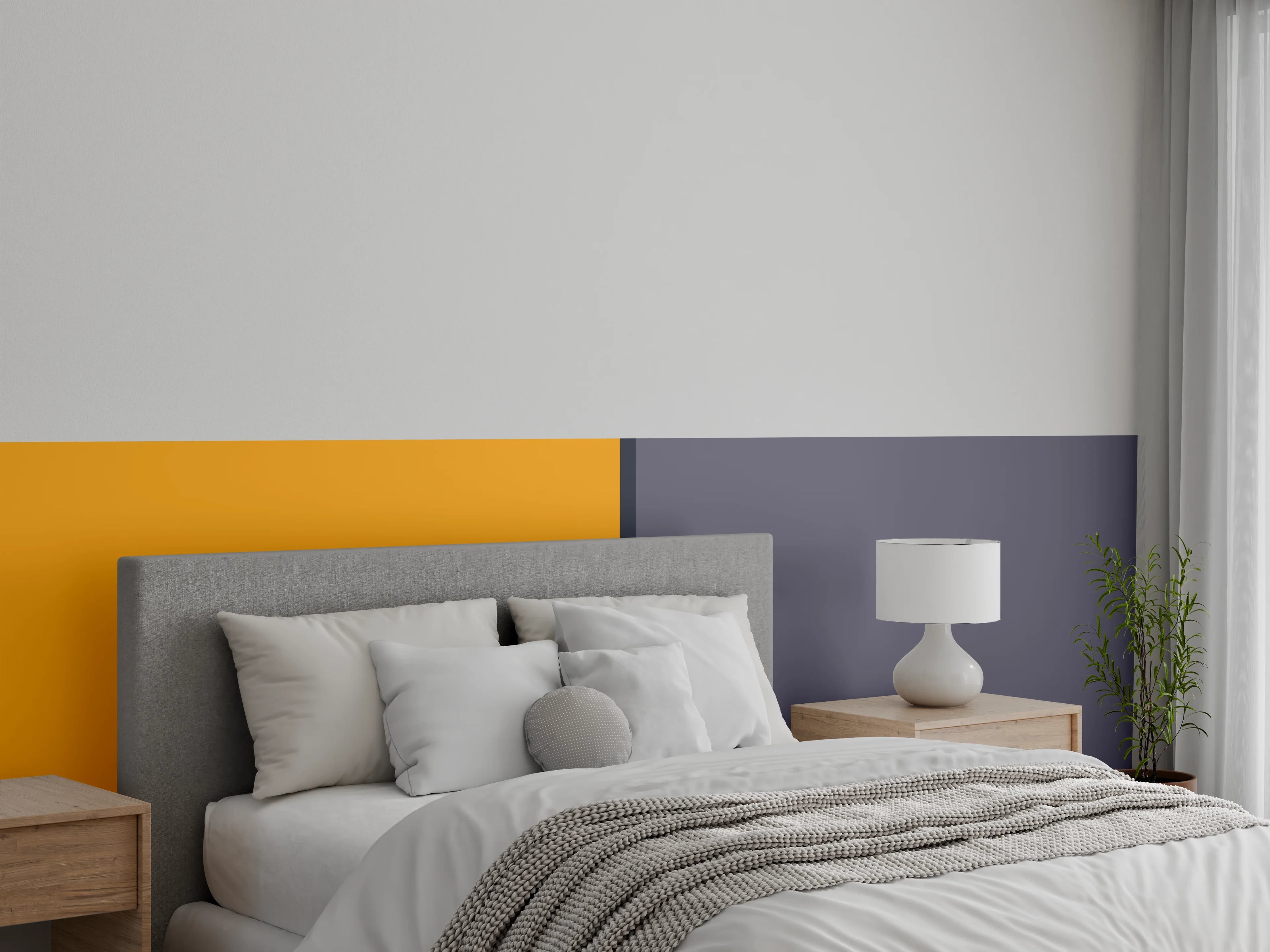 Wandverkleidung Schlafzimmer - Modernes Farbduo: Orange und Anthrazit