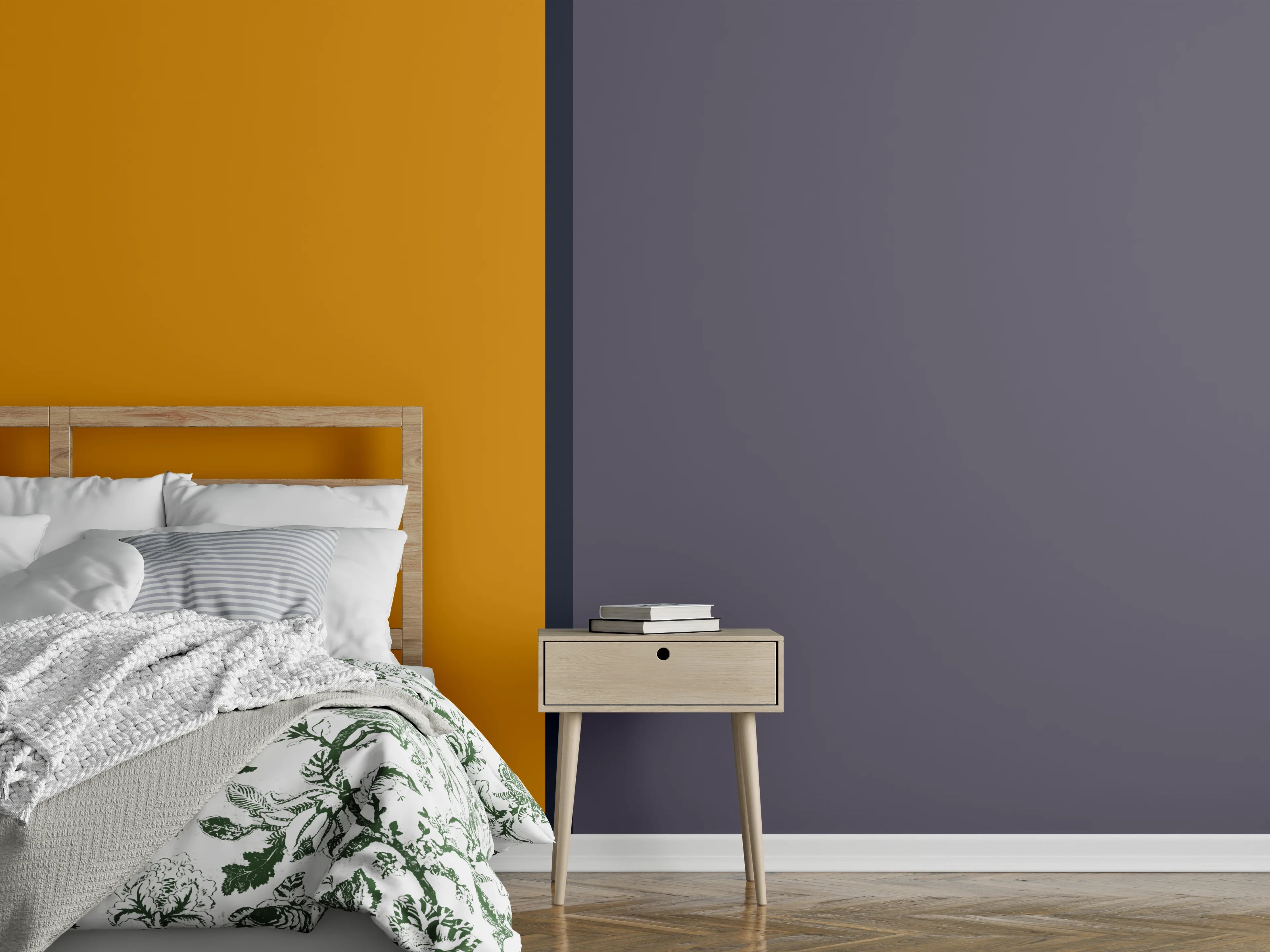 Wandverkleidung Schlafzimmer - Modernes Farbduo: Orange und Anthrazit