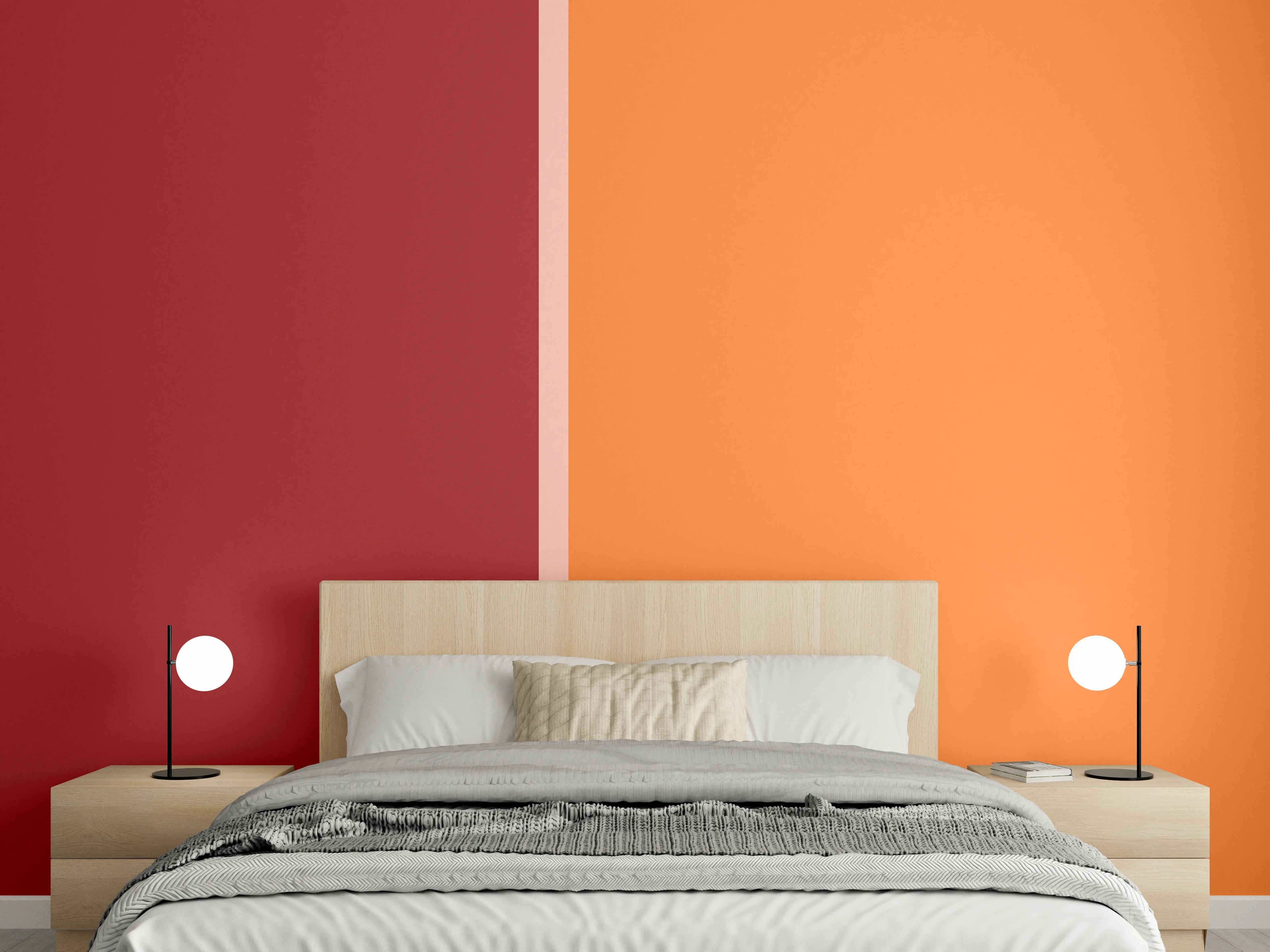Wandverkleidung Schlafzimmer - Modernes Farbduo: Rostrot & Orange
