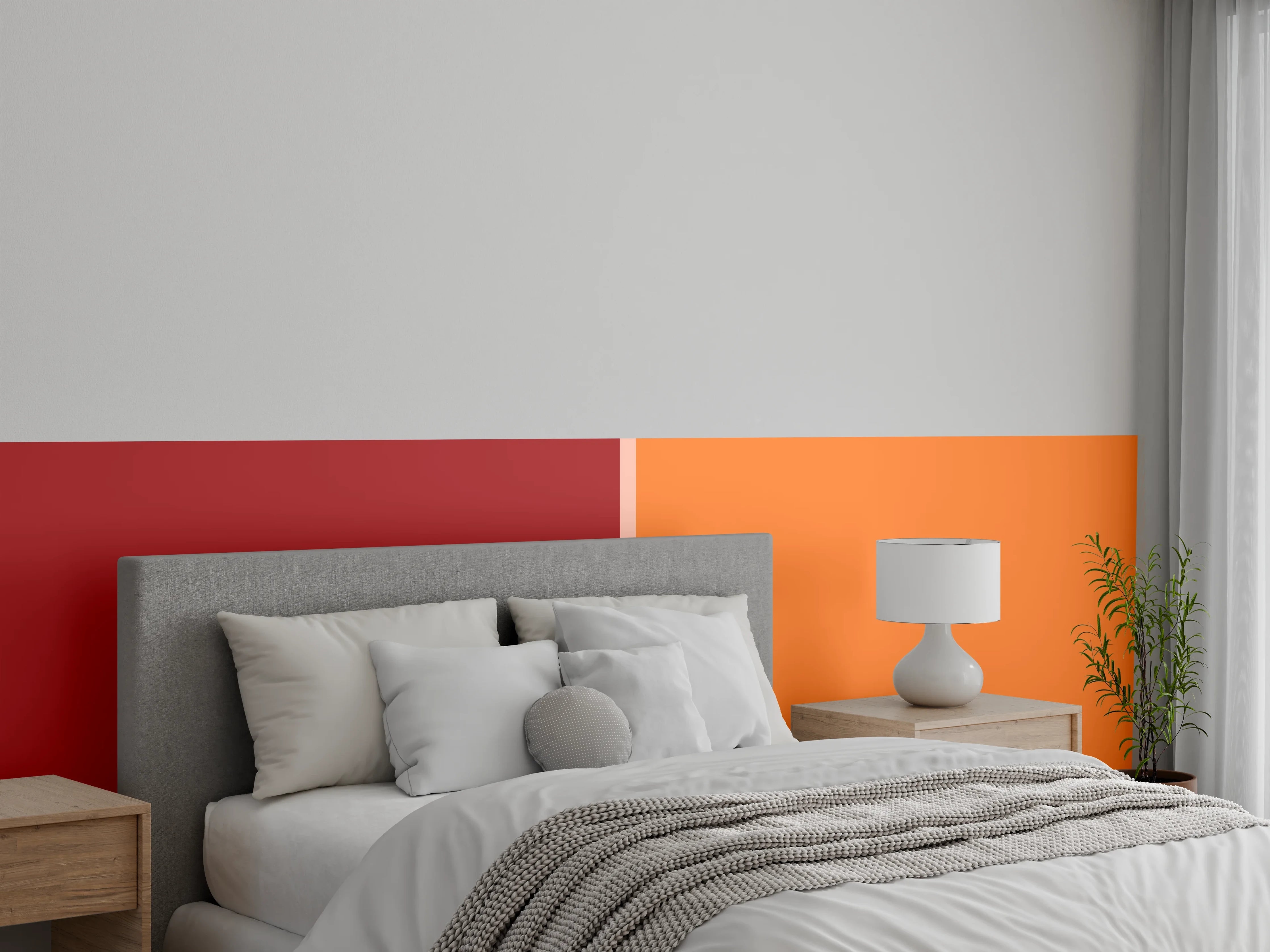 Wandverkleidung Schlafzimmer - Modernes Farbduo: Rostrot & Orange