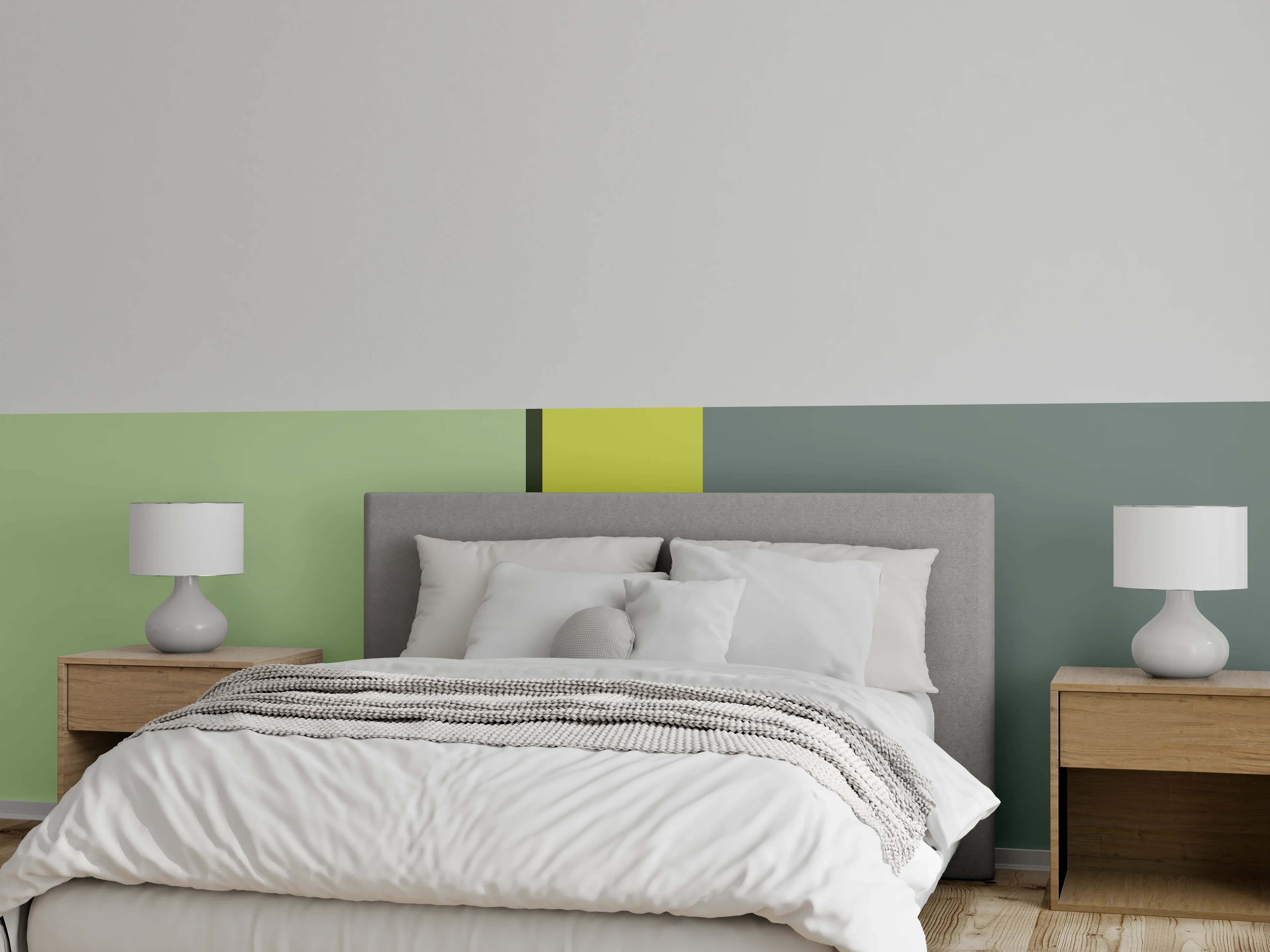 Wandverkleidung Schlafzimmer - Modernes Farbenspiel Wanddesign