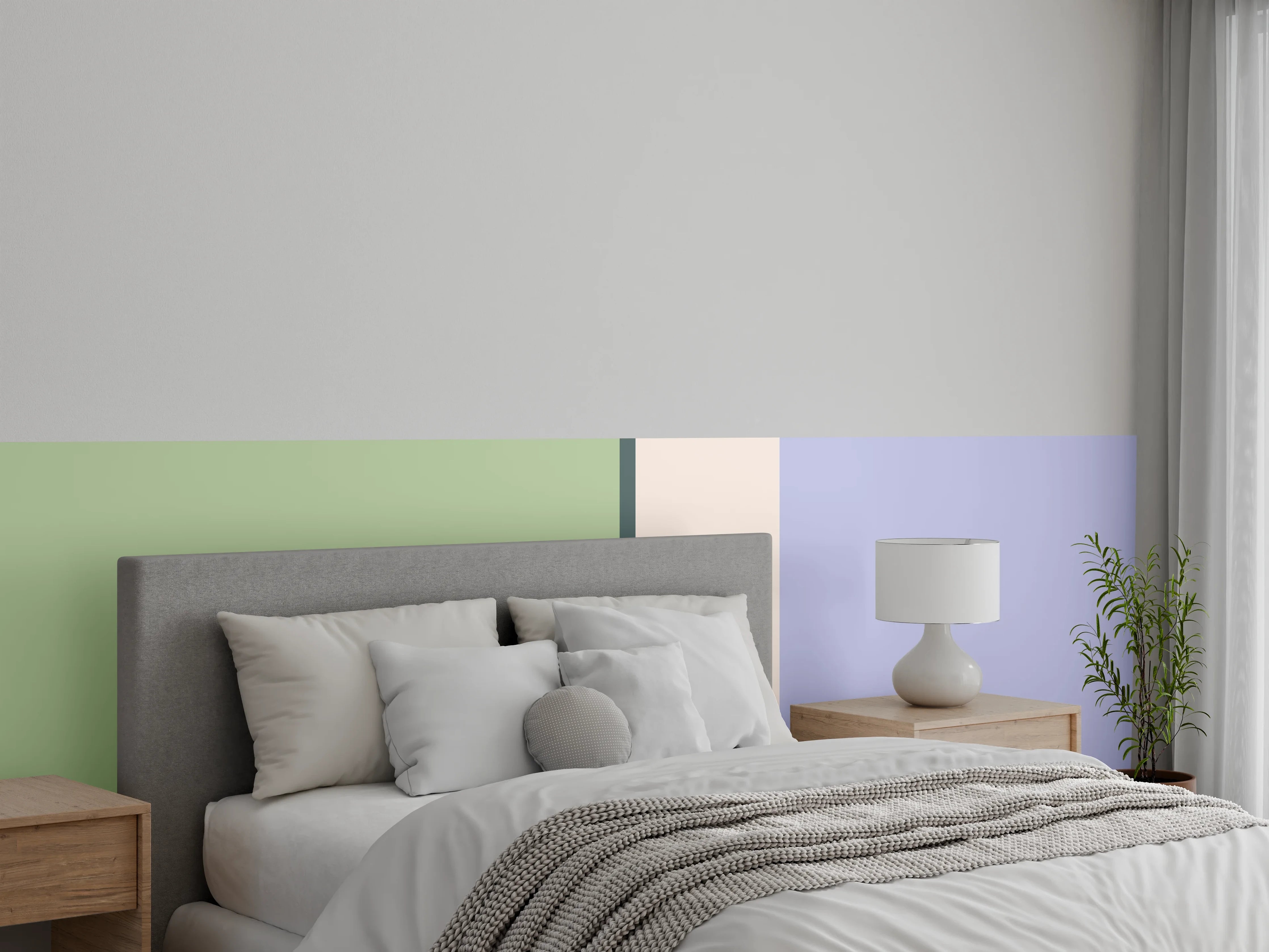 Wandverkleidung Schlafzimmer - Modernes Farbspiel Pastell Wandbild