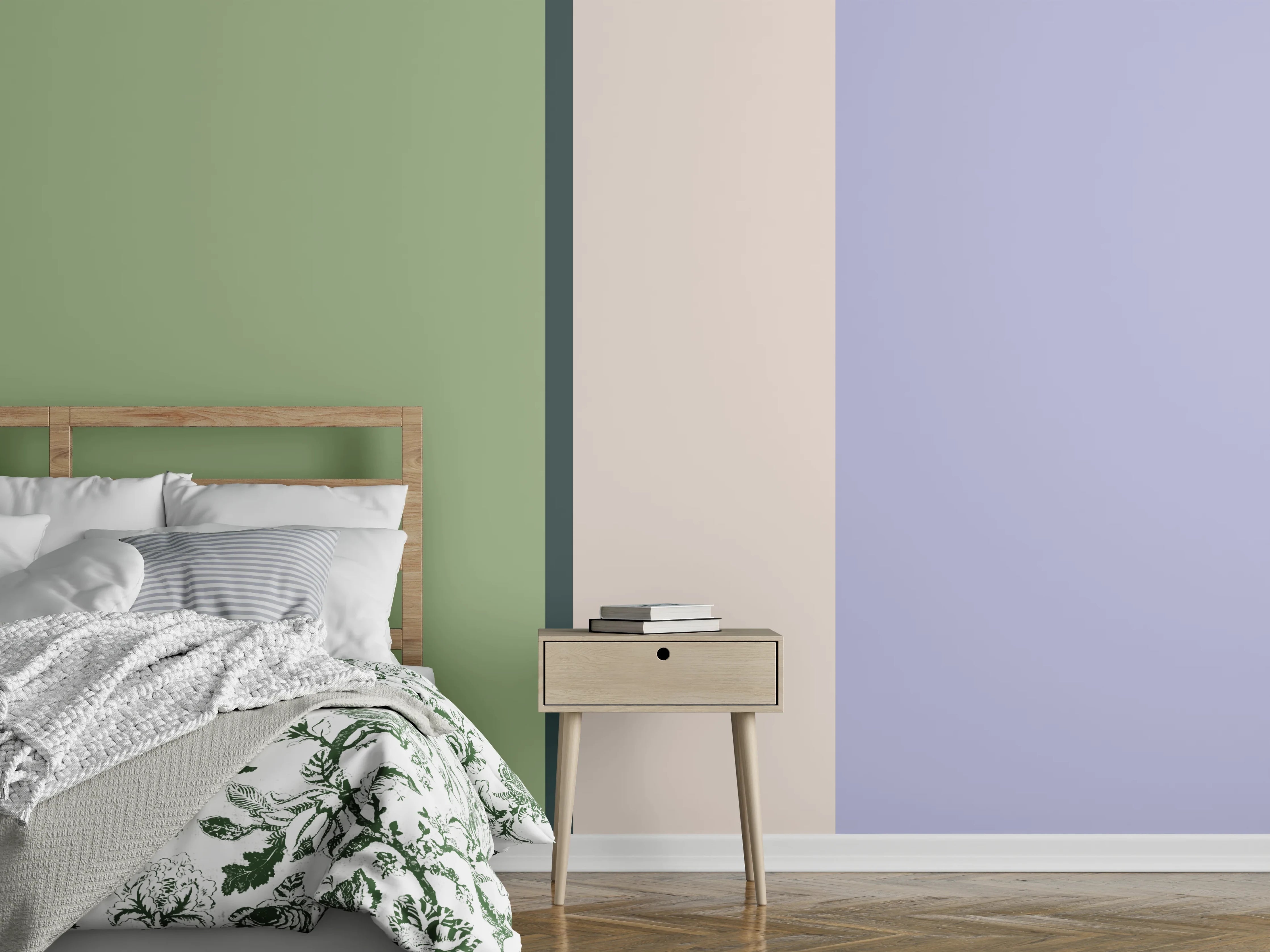 Wandverkleidung Schlafzimmer - Modernes Farbspiel Pastell Wandbild