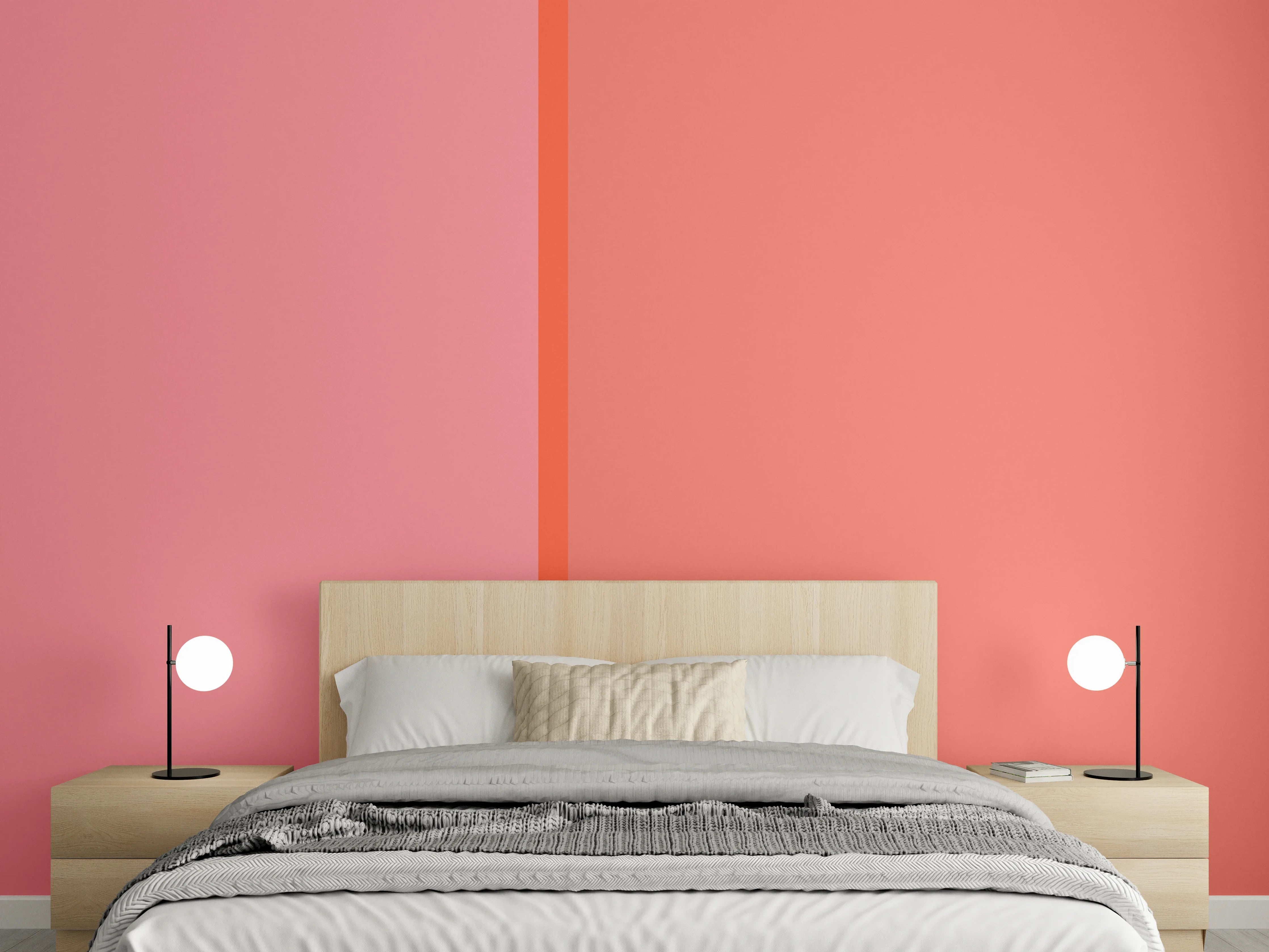 Wandverkleidung Schlafzimmer - Modernes Farbspiel Rosa und Rot