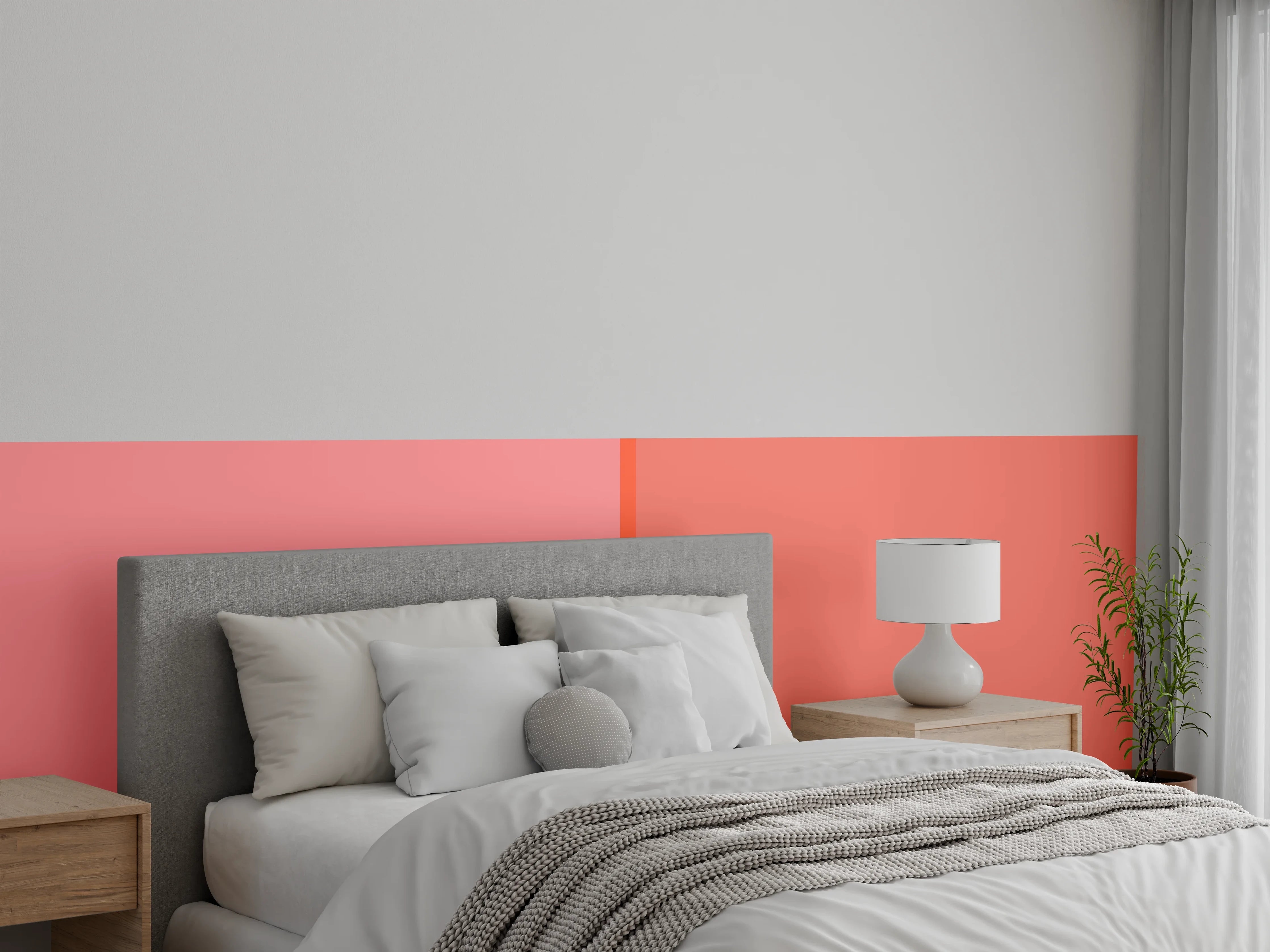Wandverkleidung Schlafzimmer - Modernes Farbspiel Rosa und Rot