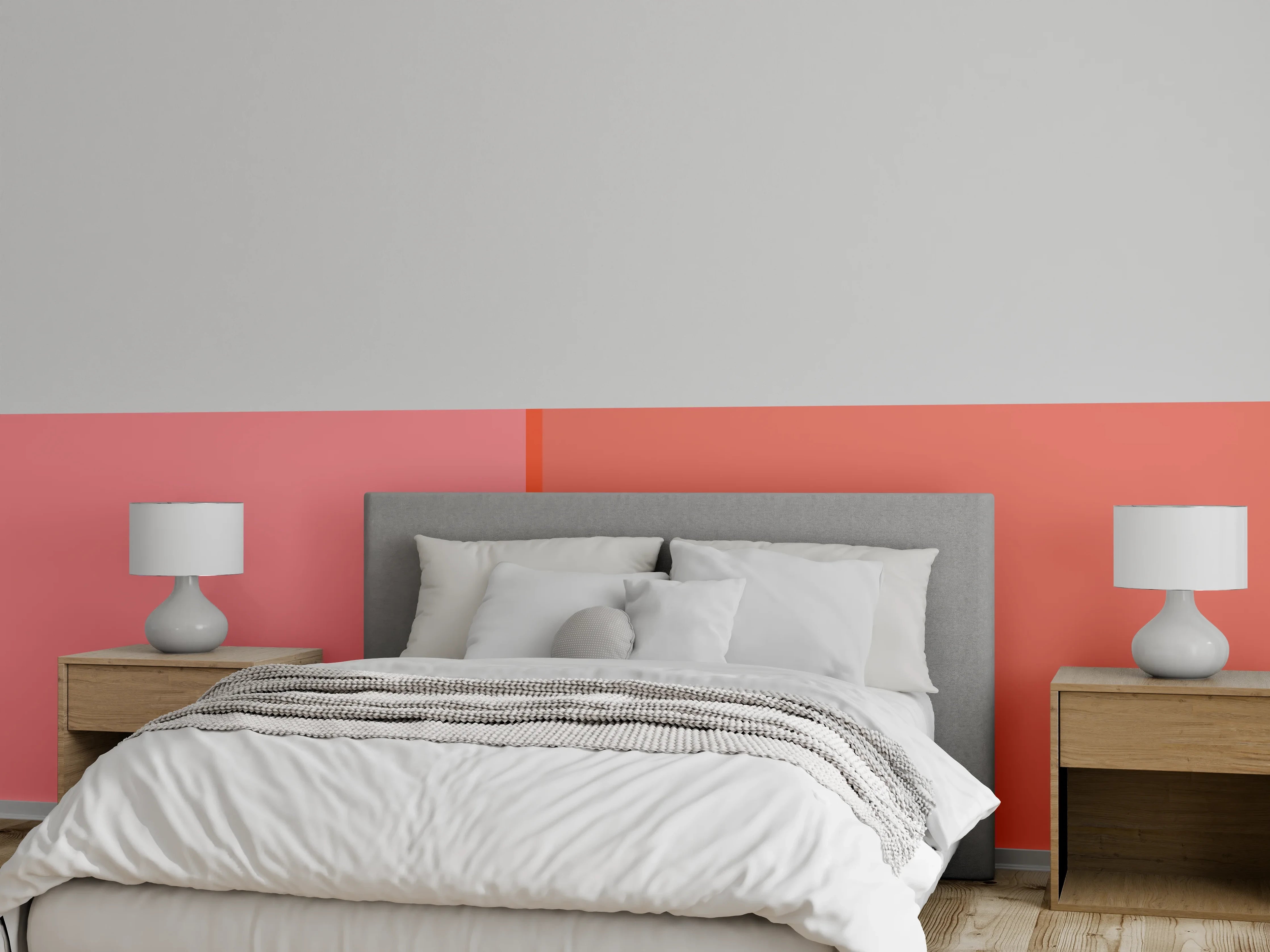 Wandverkleidung Schlafzimmer - Modernes Farbspiel Rosa und Rot