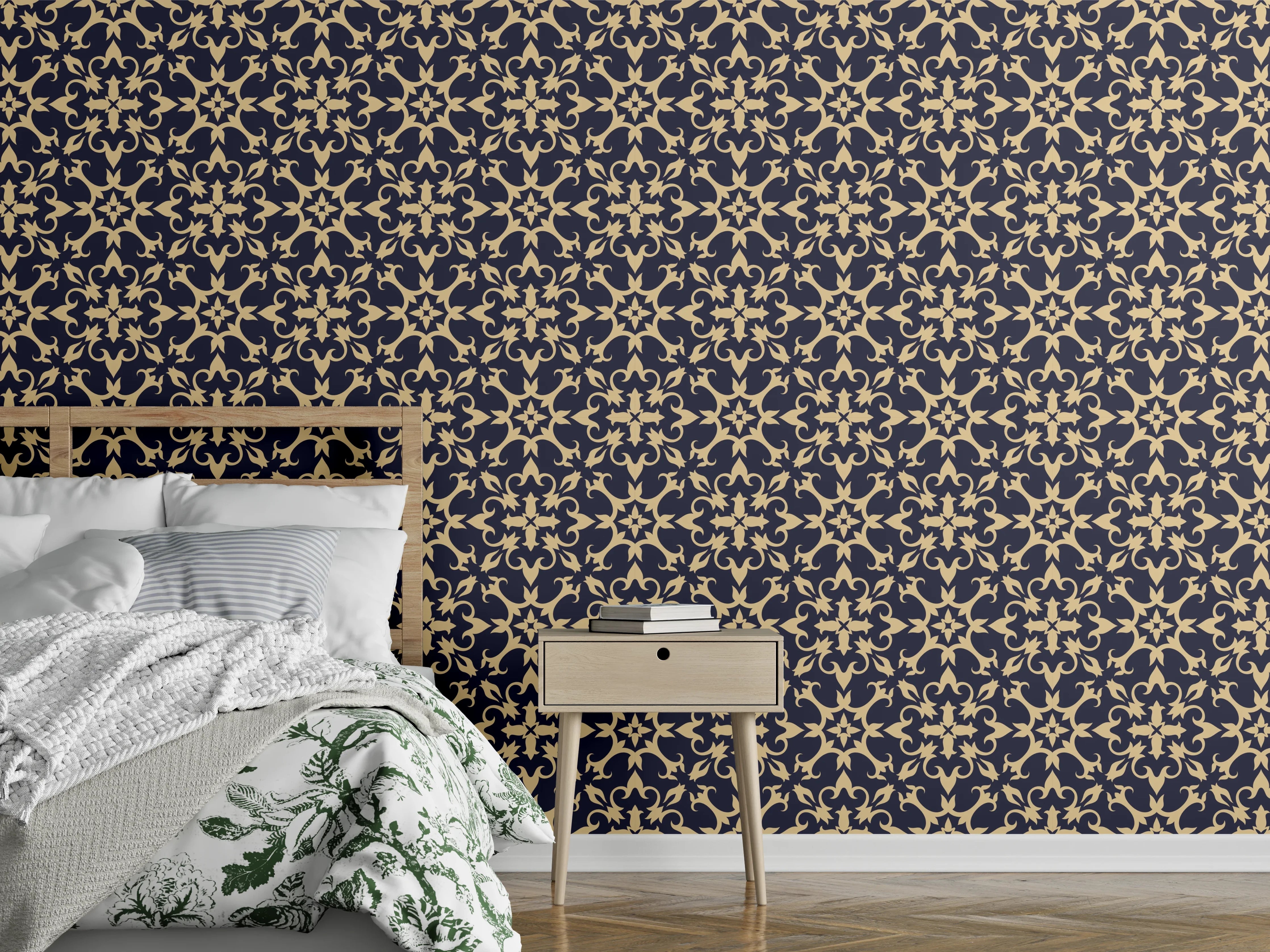 Wandverkleidung Schlafzimmer - Modernes Grau-Schwarz Muster