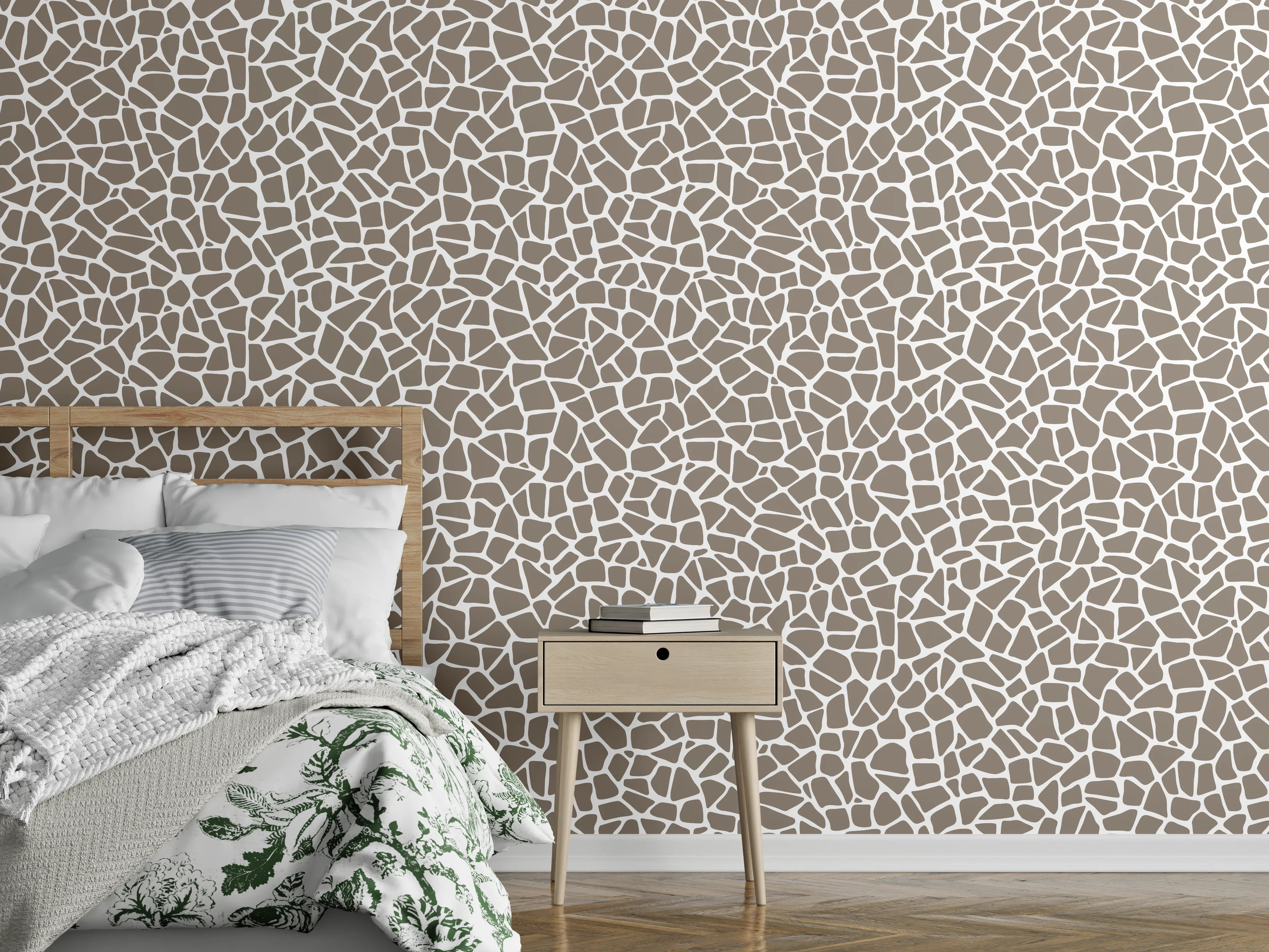 Wandverkleidung Schlafzimmer - Modernes Mosaik-Muster in Naturtönen