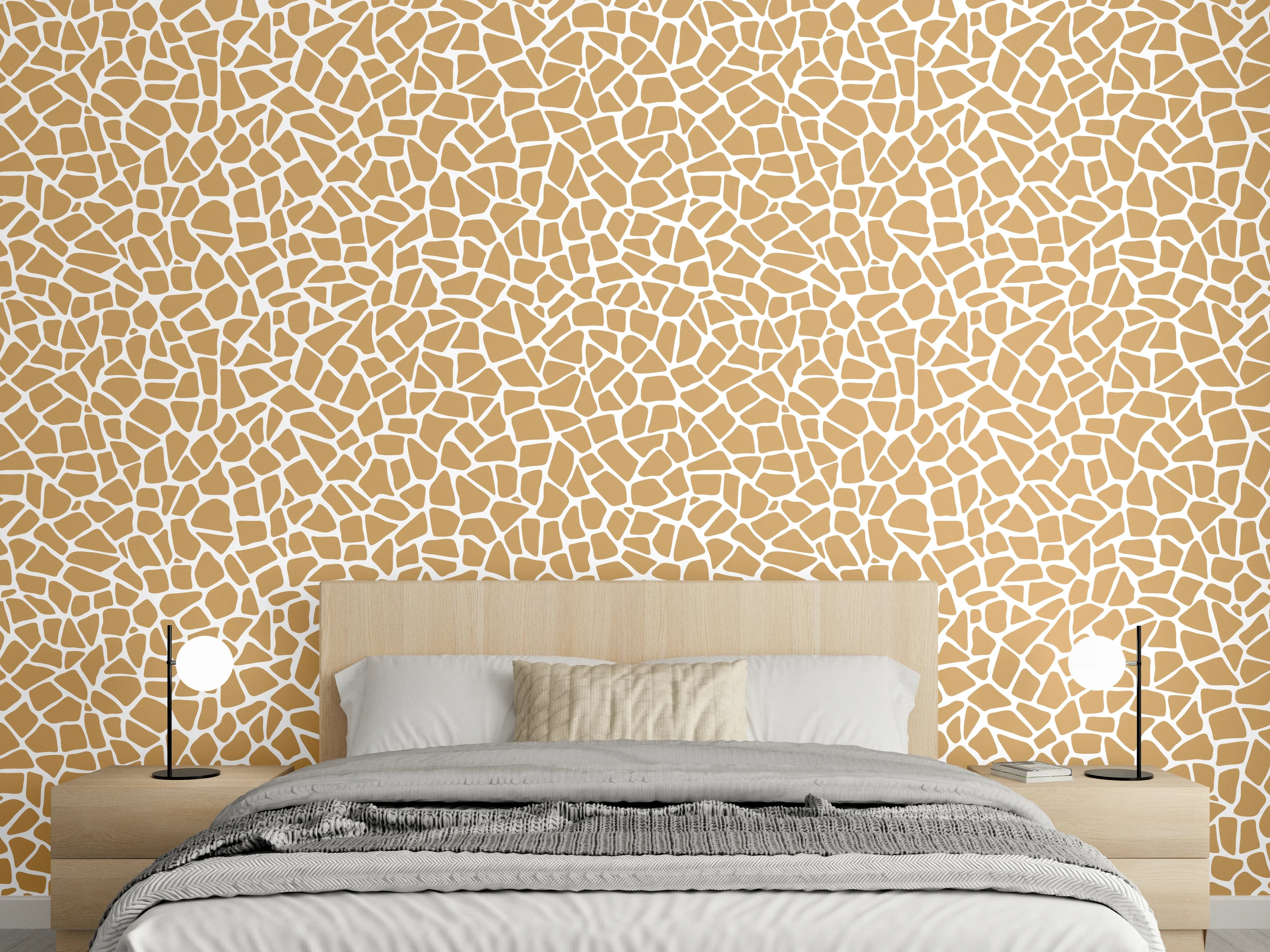 Wandverkleidung Schlafzimmer - Modernes Mosaikmuster in Beige und Weiß