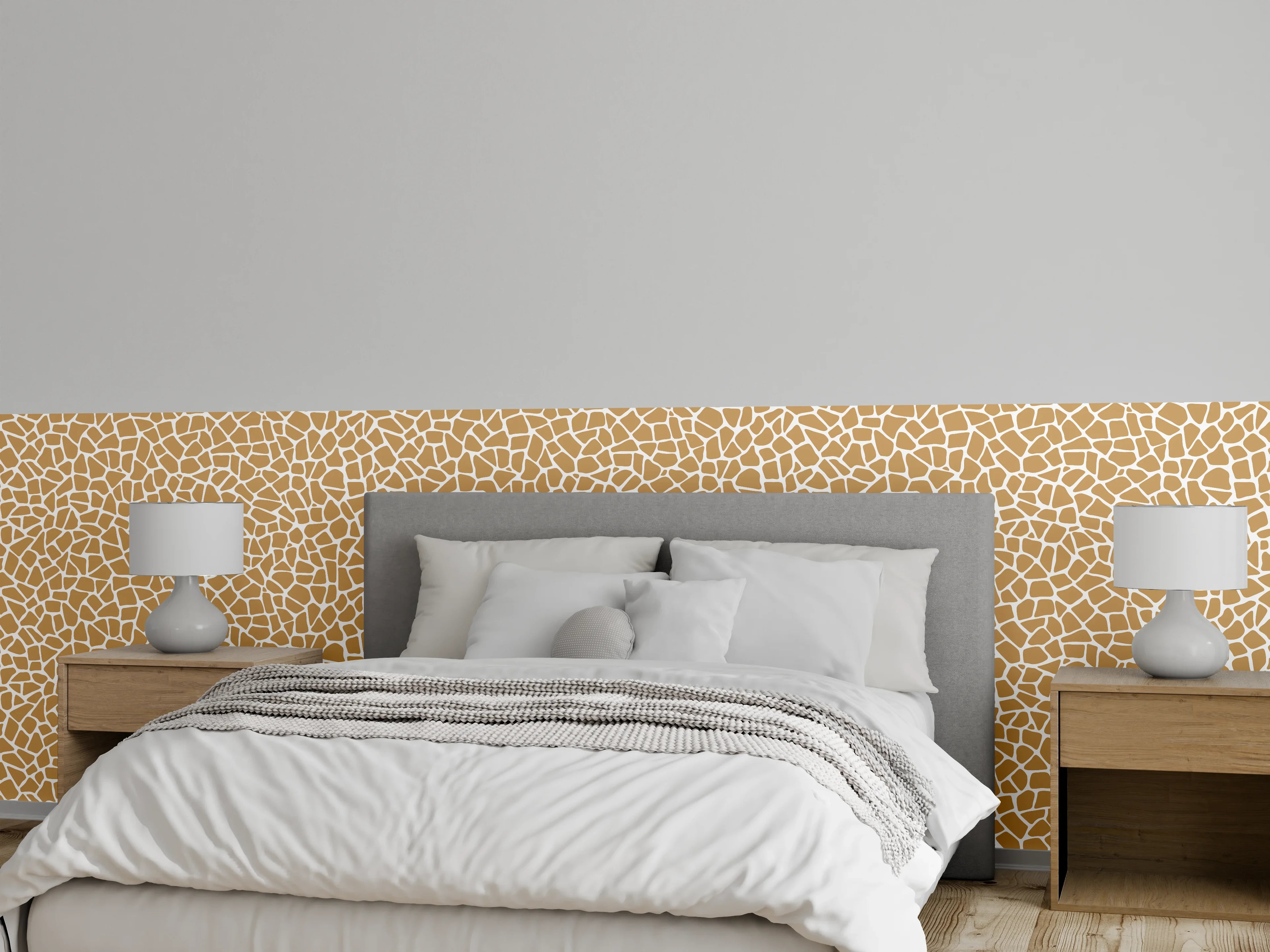 Wandverkleidung Schlafzimmer - Modernes Mosaikmuster in Beige und Weiß