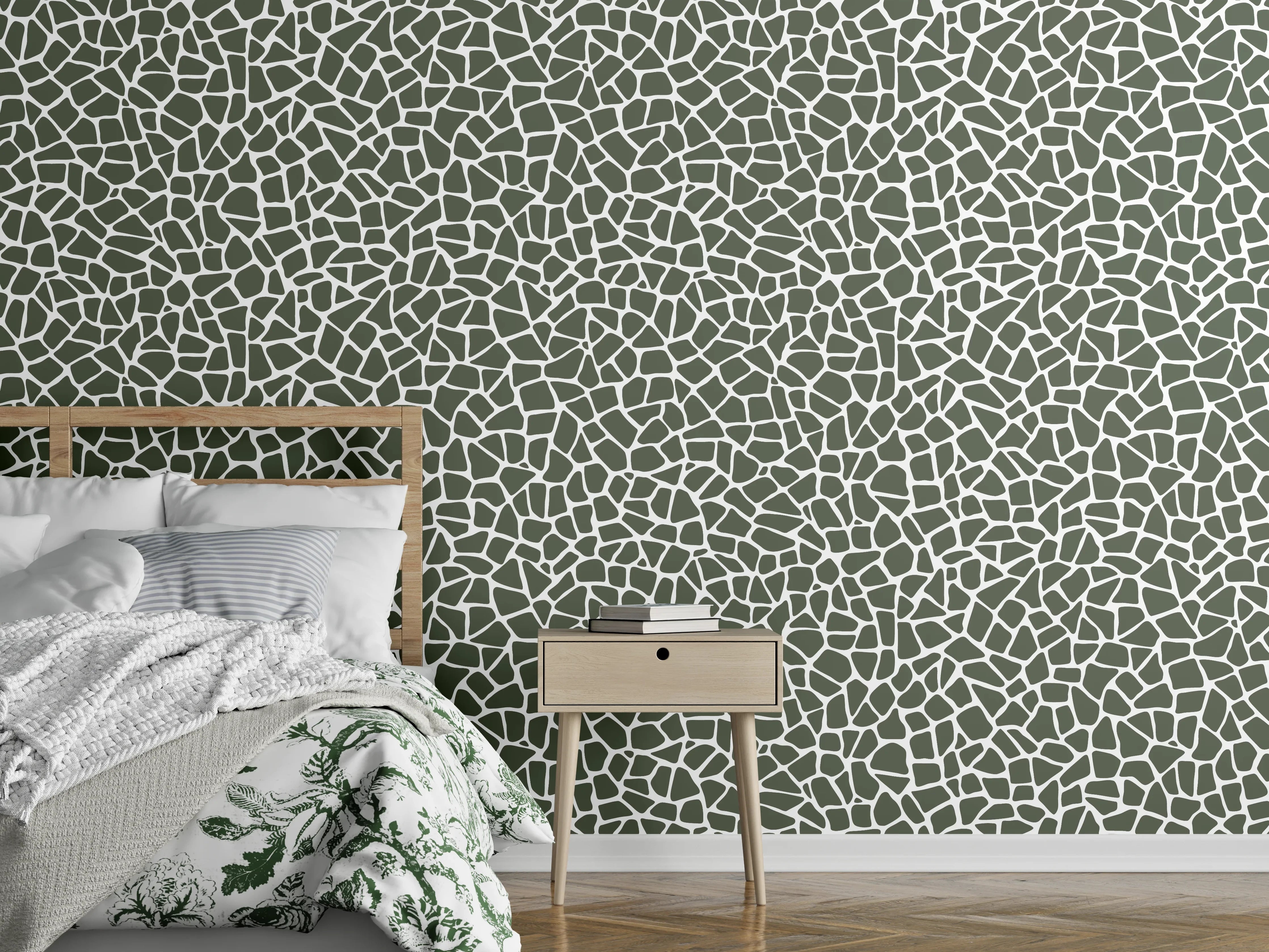 Wandverkleidung Schlafzimmer - Modernes Mosaikmuster in Grau-Weiß