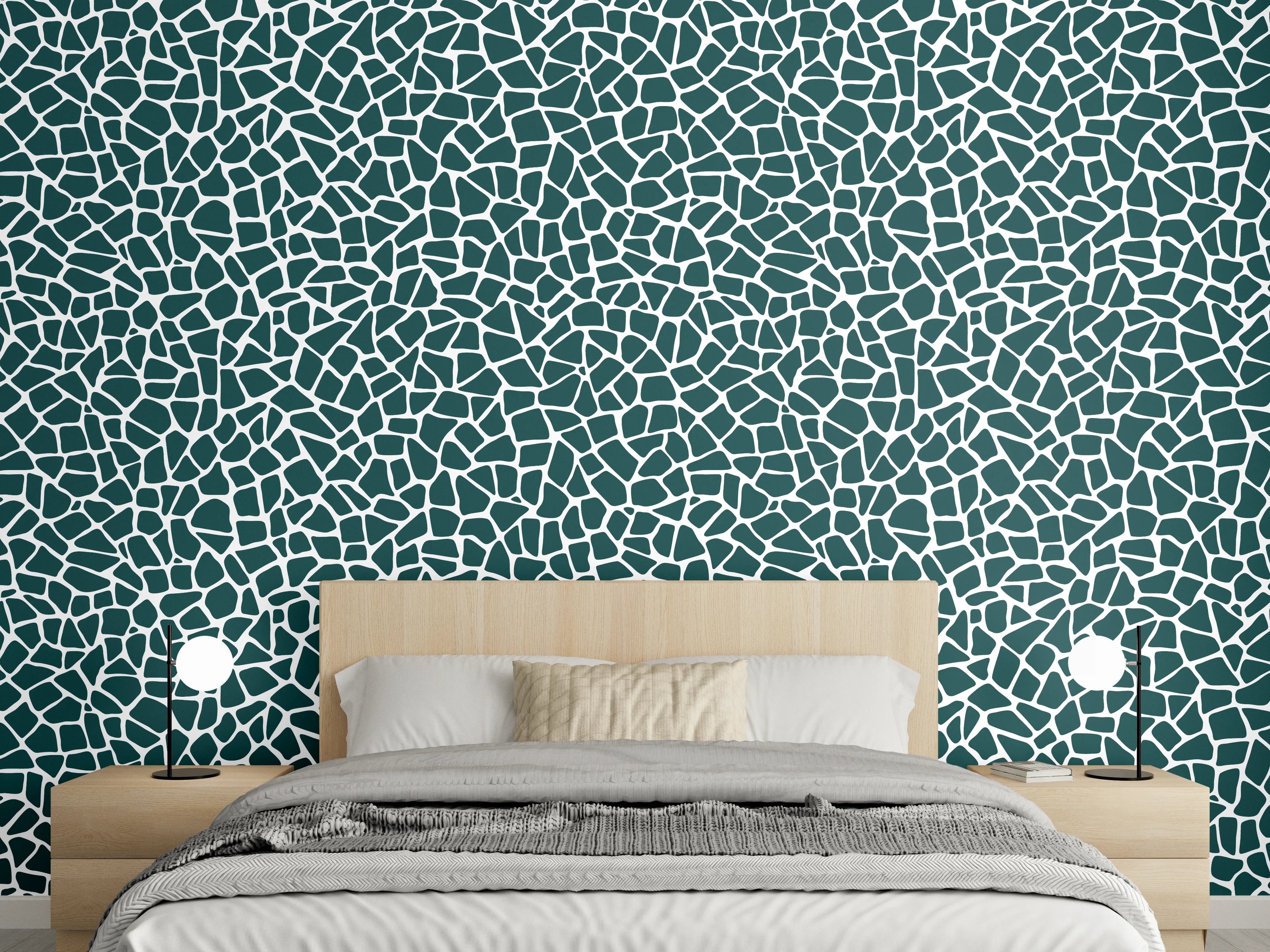 Wandverkleidung Schlafzimmer - Modernes Mosaikmuster in Grün und Weiß