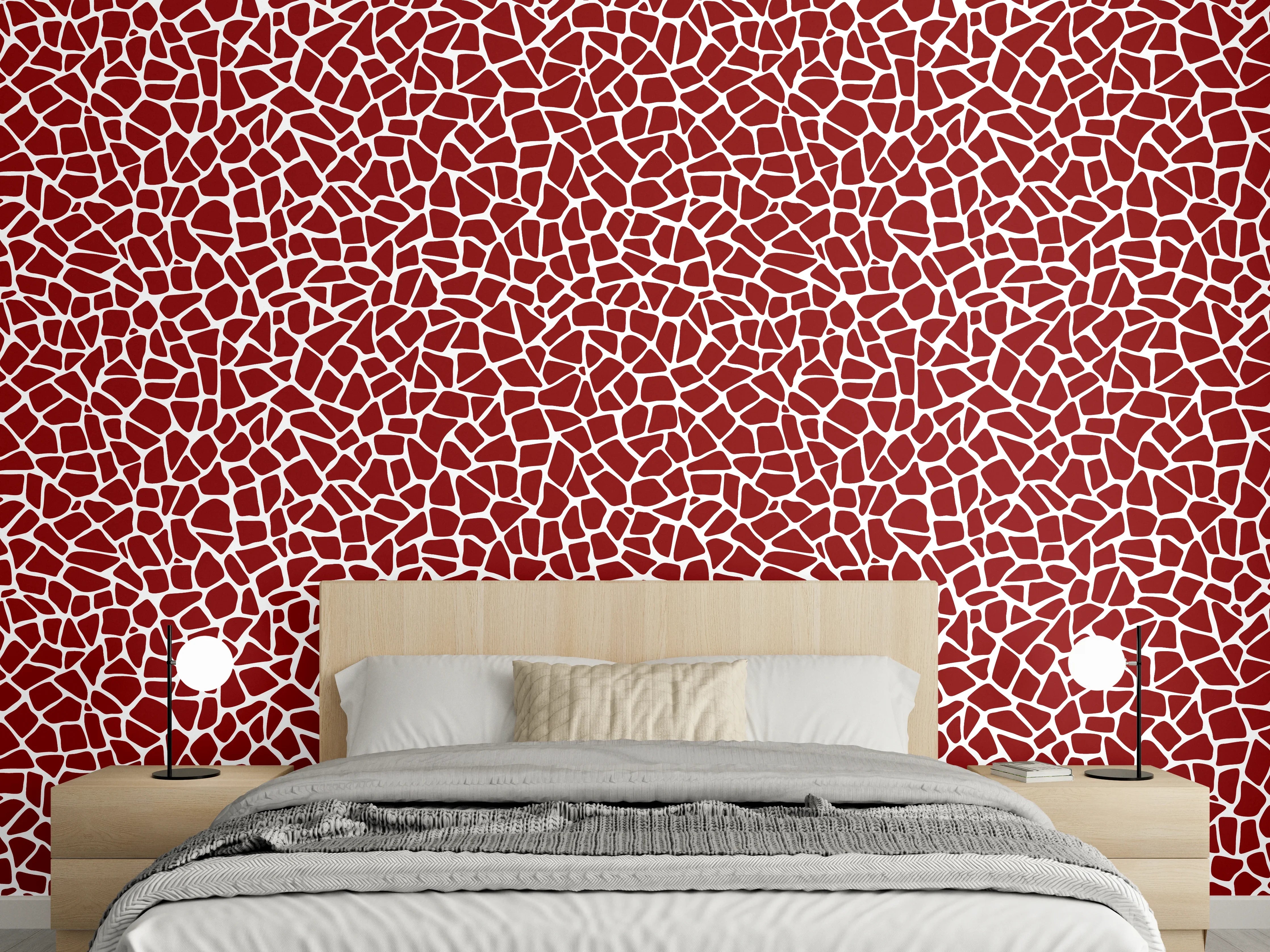 Wandverkleidung Schlafzimmer - Modernes Mosaikmuster in Rot und Weiß