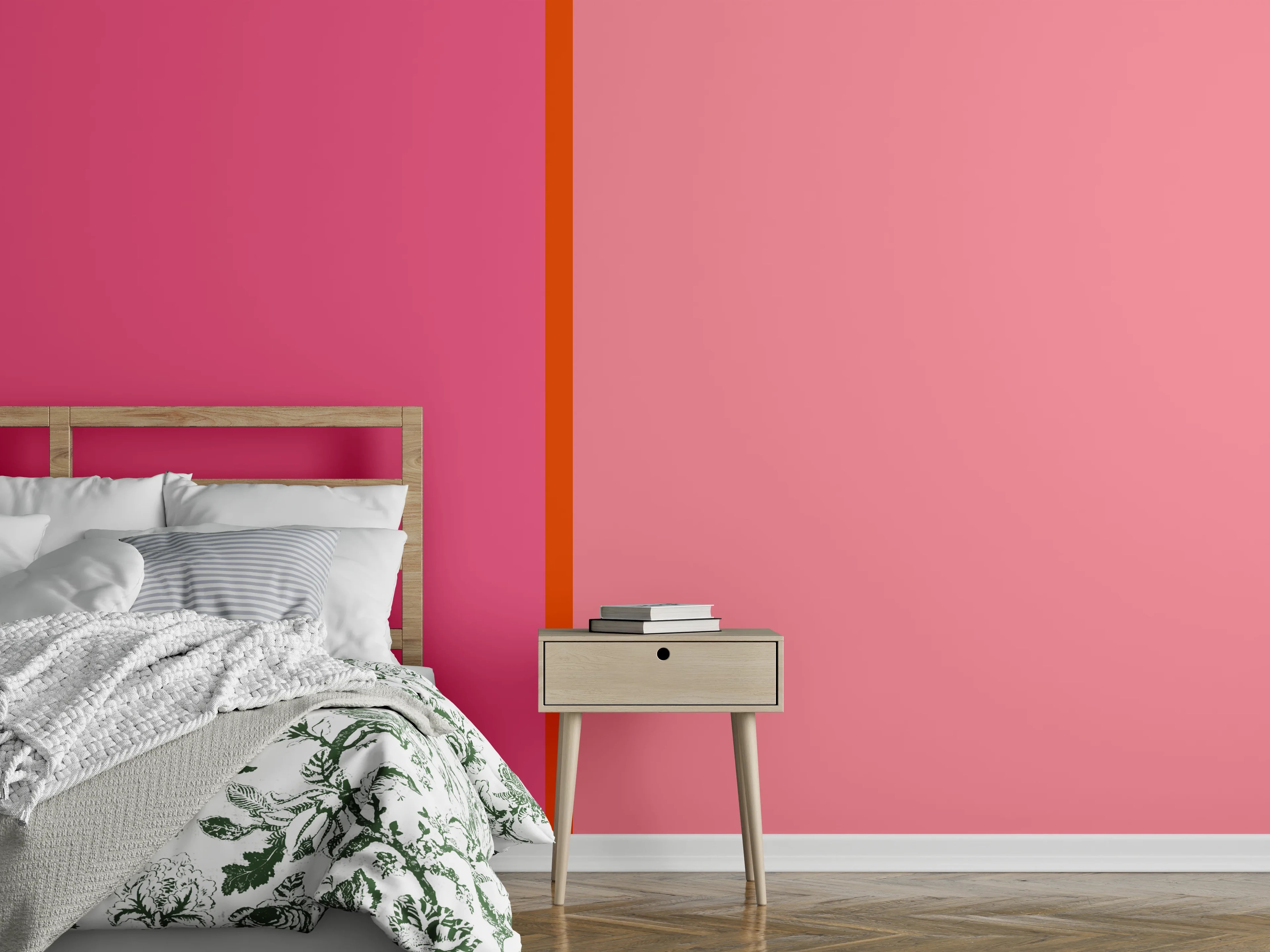 Wandverkleidung Schlafzimmer - Modernes Pink-Rosa Wanddesign