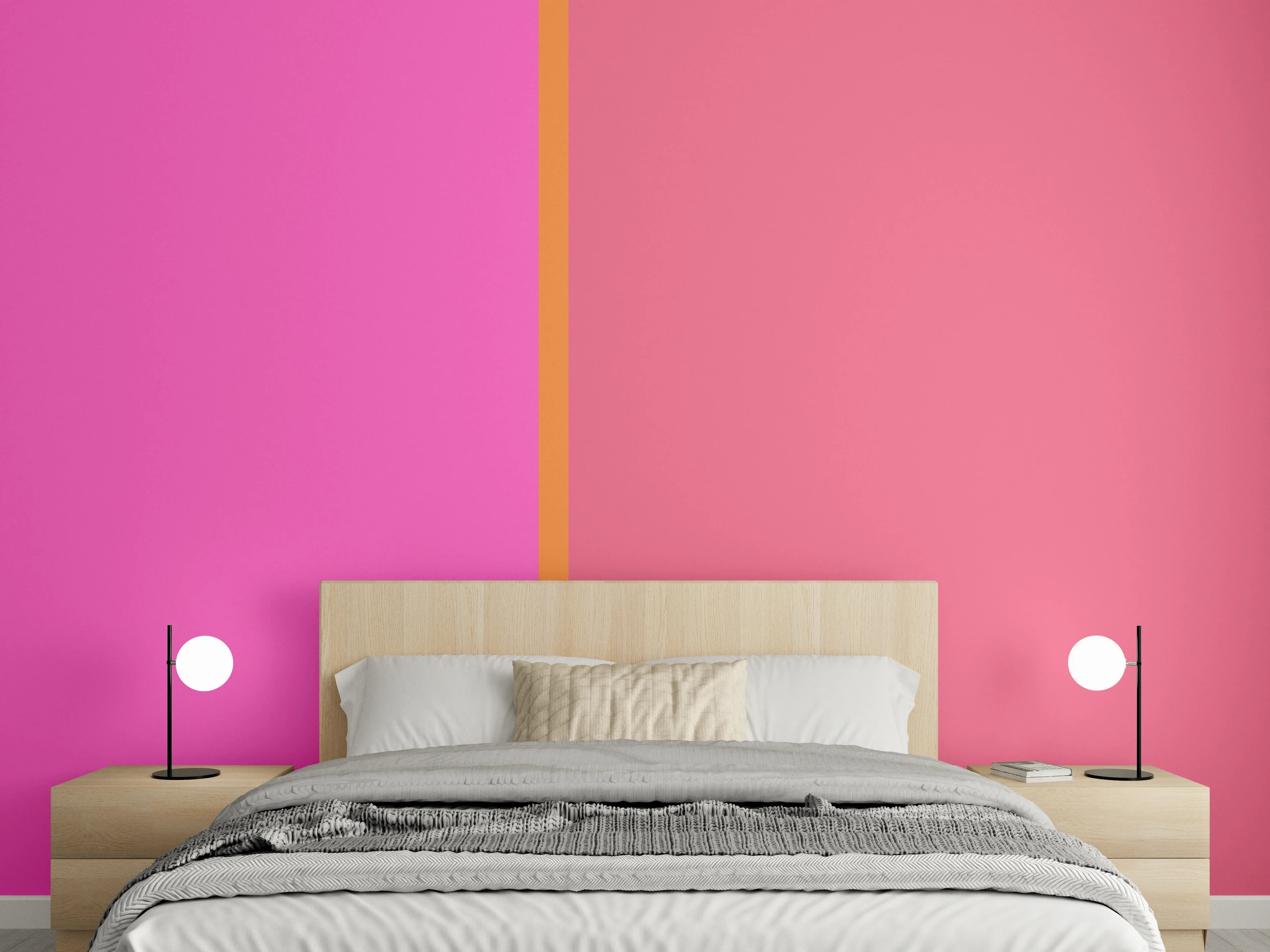 Wandverkleidung Schlafzimmer - Modernes Rosa Farbblock Design