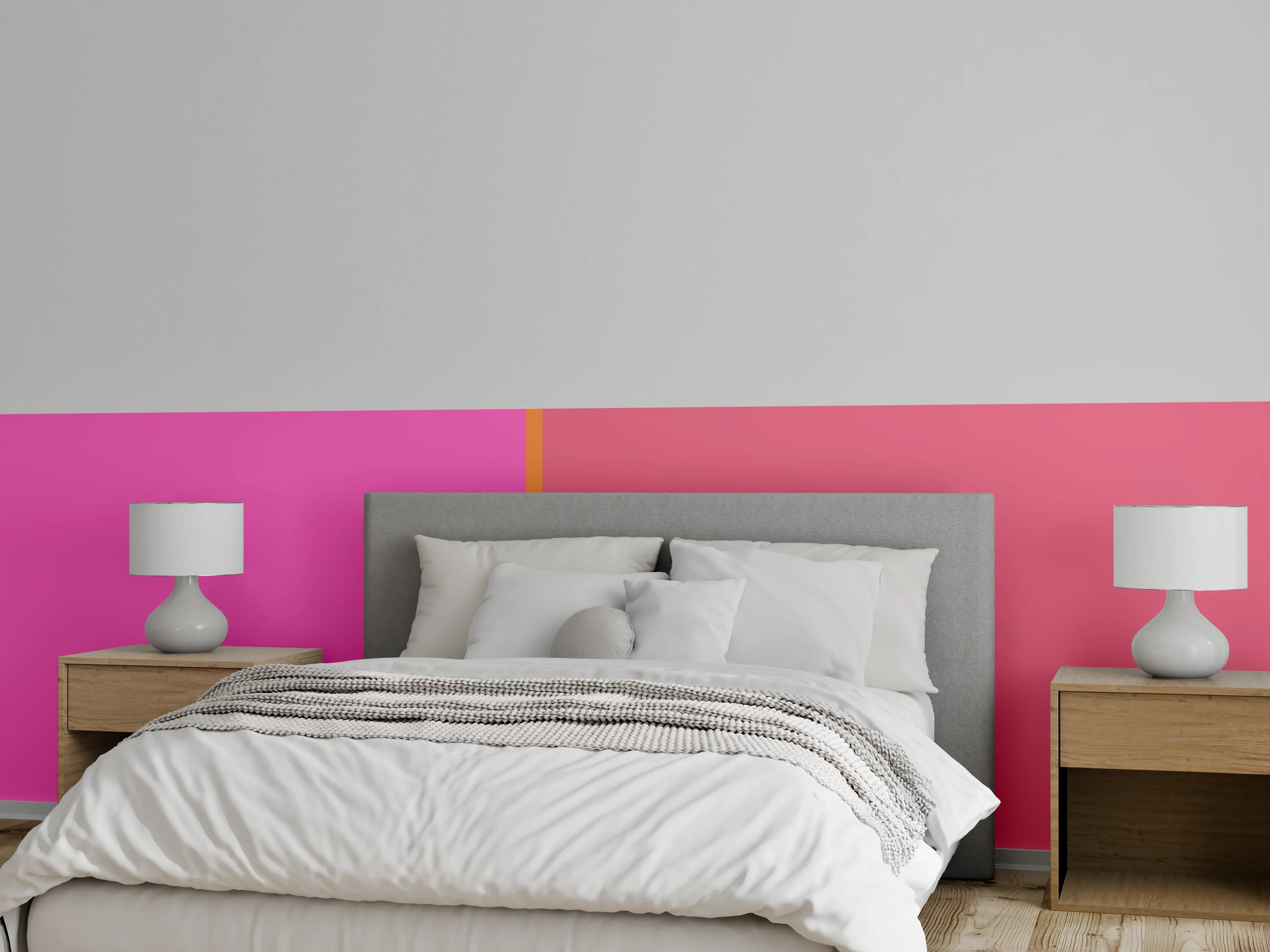 Wandverkleidung Schlafzimmer - Modernes Rosa Farbblock Design