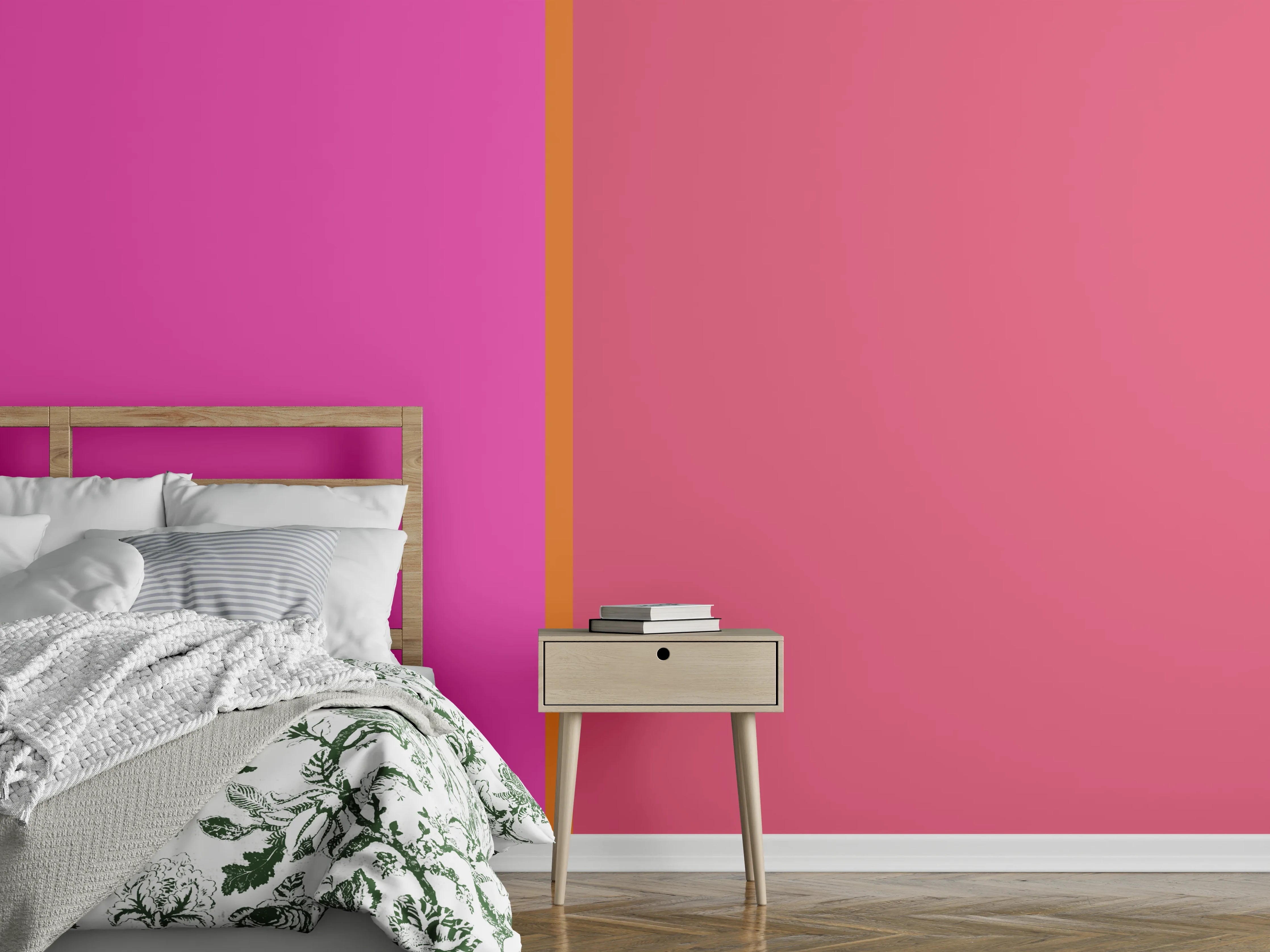 Wandverkleidung Schlafzimmer - Modernes Rosa Farbblock Design