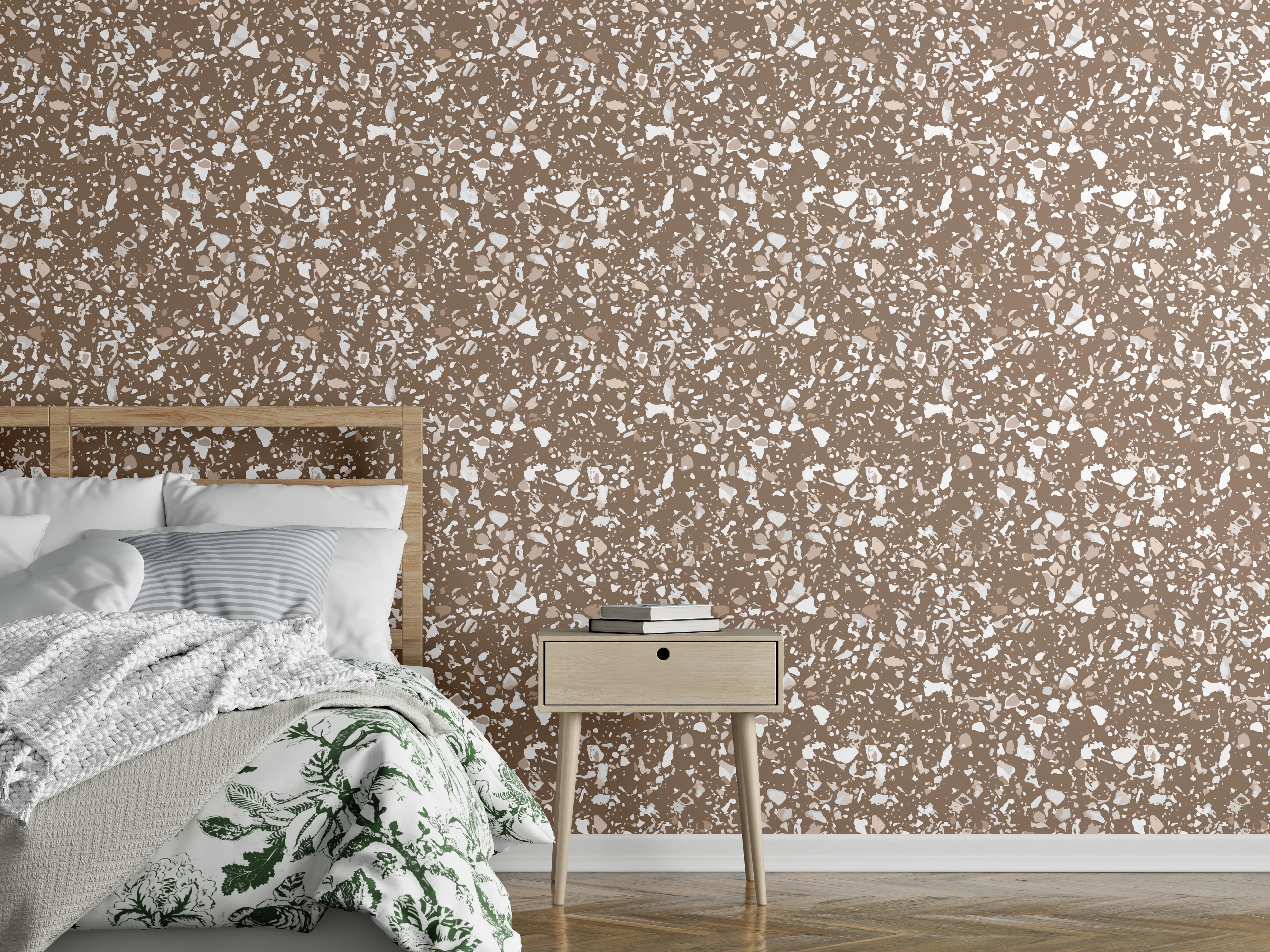Wandverkleidung Schlafzimmer - Modernes Stein-Mosaik Braun Weiß