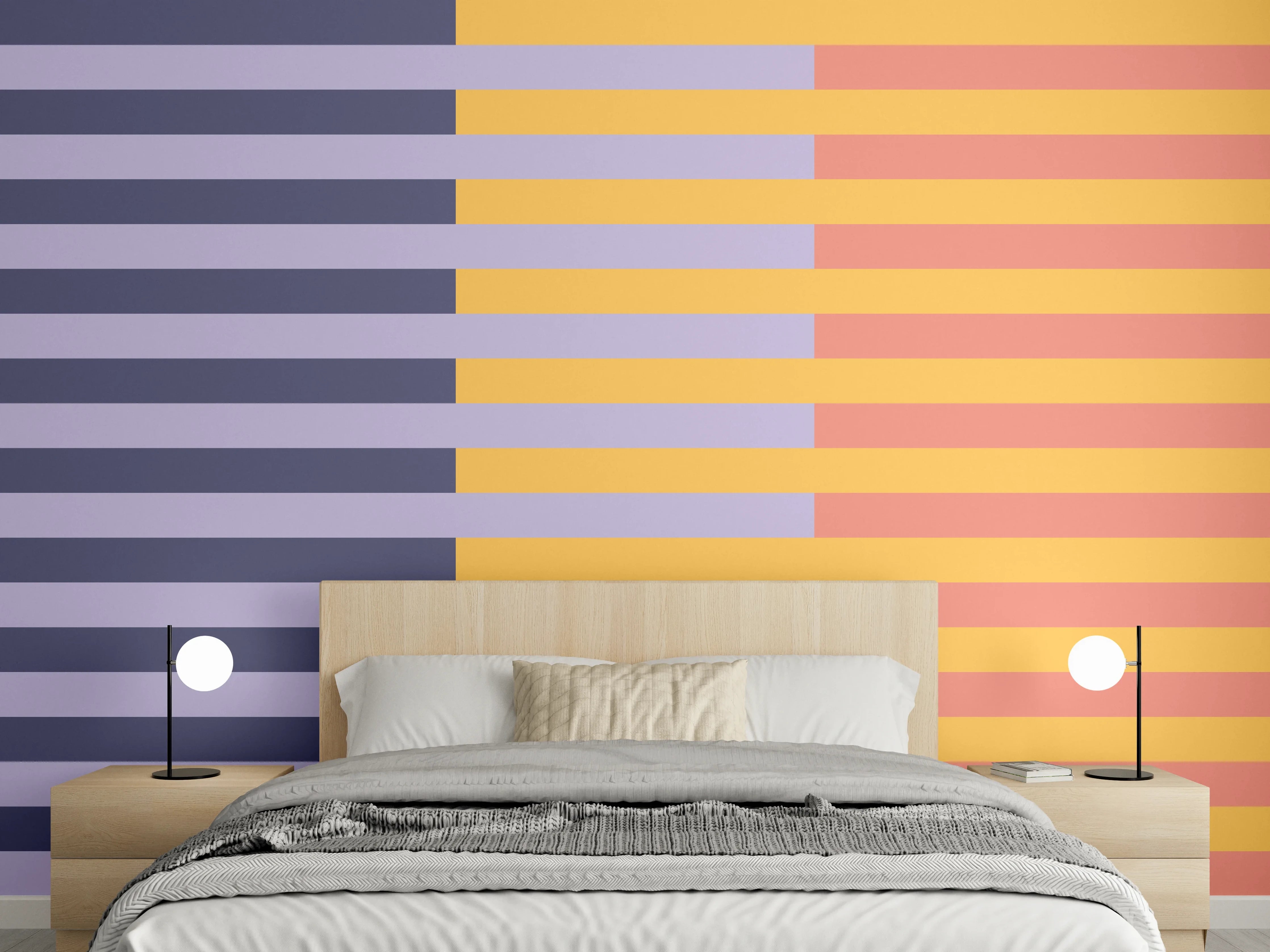 Wandverkleidung Schlafzimmer - Modernes Streifenmuster Pastellfarben
