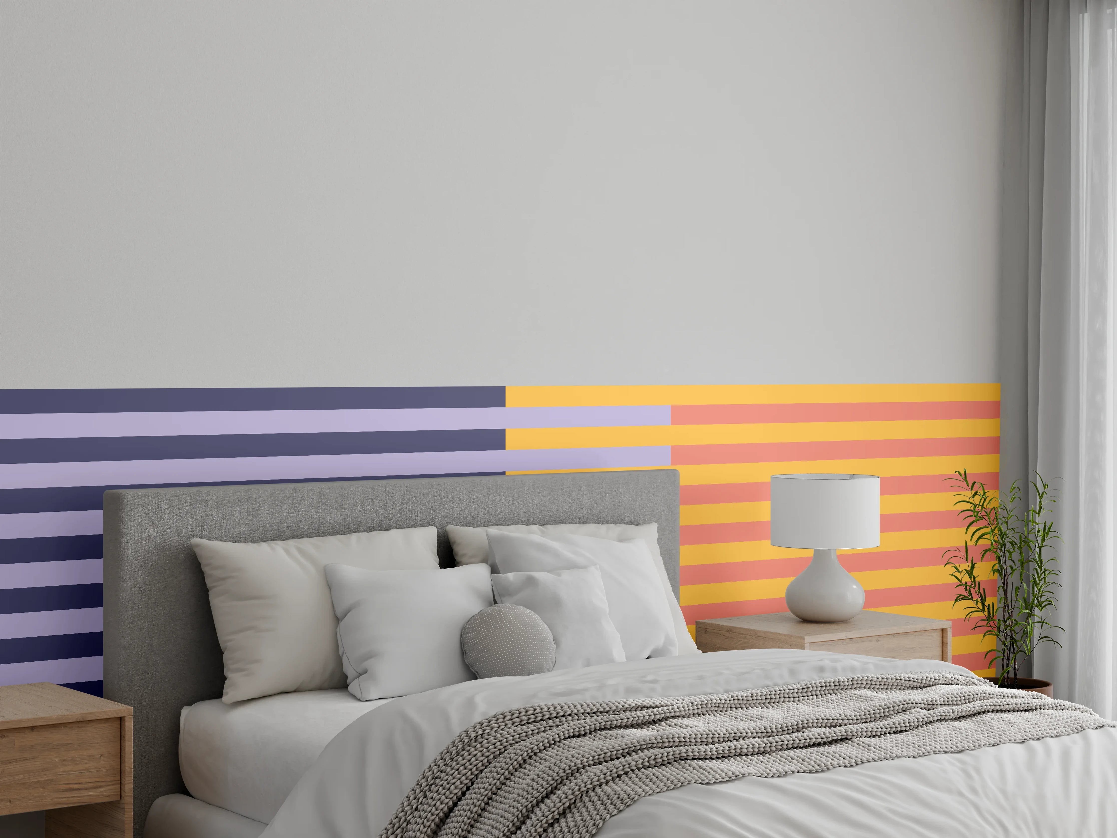 Wandverkleidung Schlafzimmer - Modernes Streifenmuster Pastellfarben
