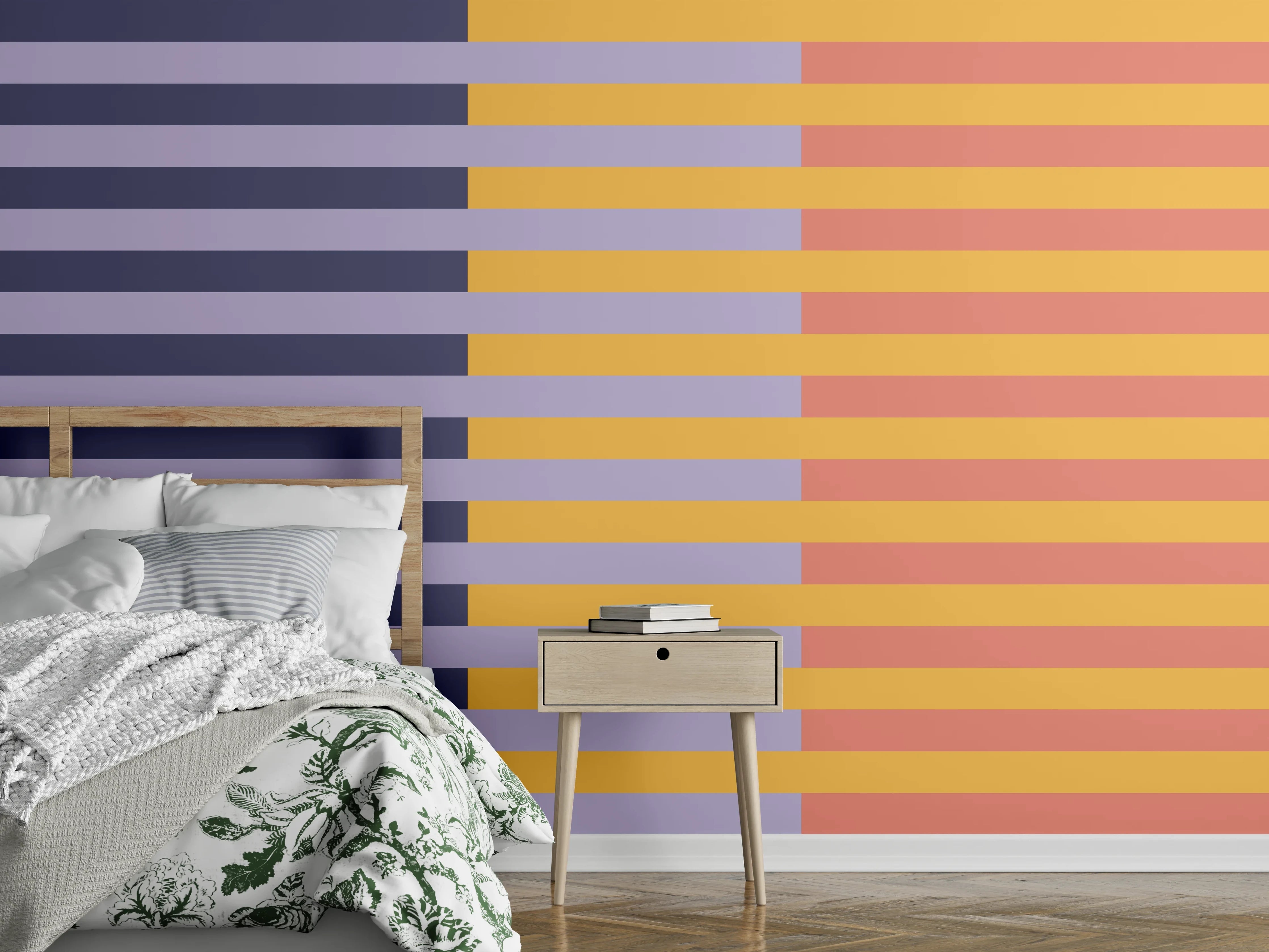 Wandverkleidung Schlafzimmer - Modernes Streifenmuster Pastellfarben