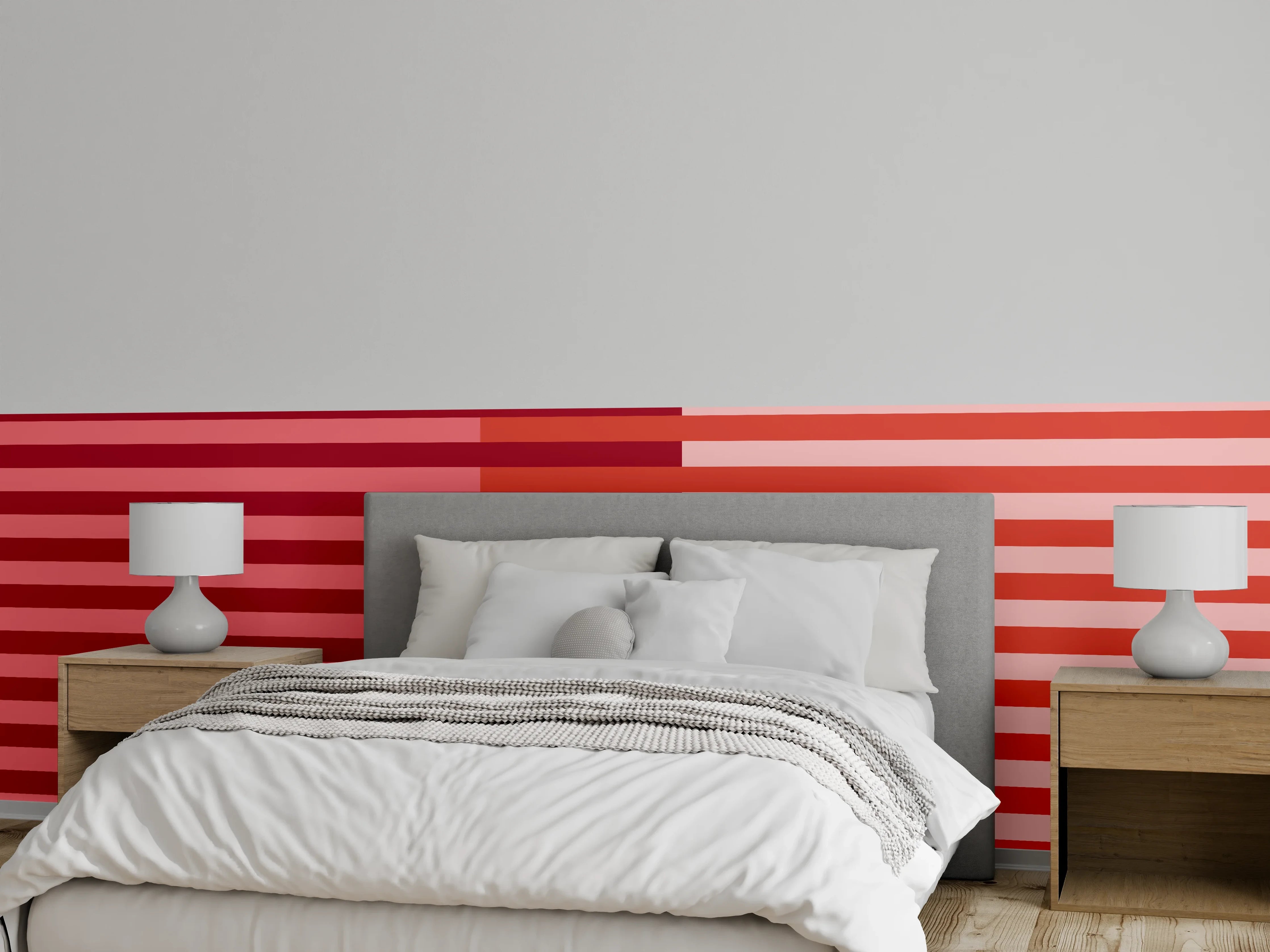 Wandverkleidung Schlafzimmer - Modernes Streifenmuster Rot Rosa Wanddeko