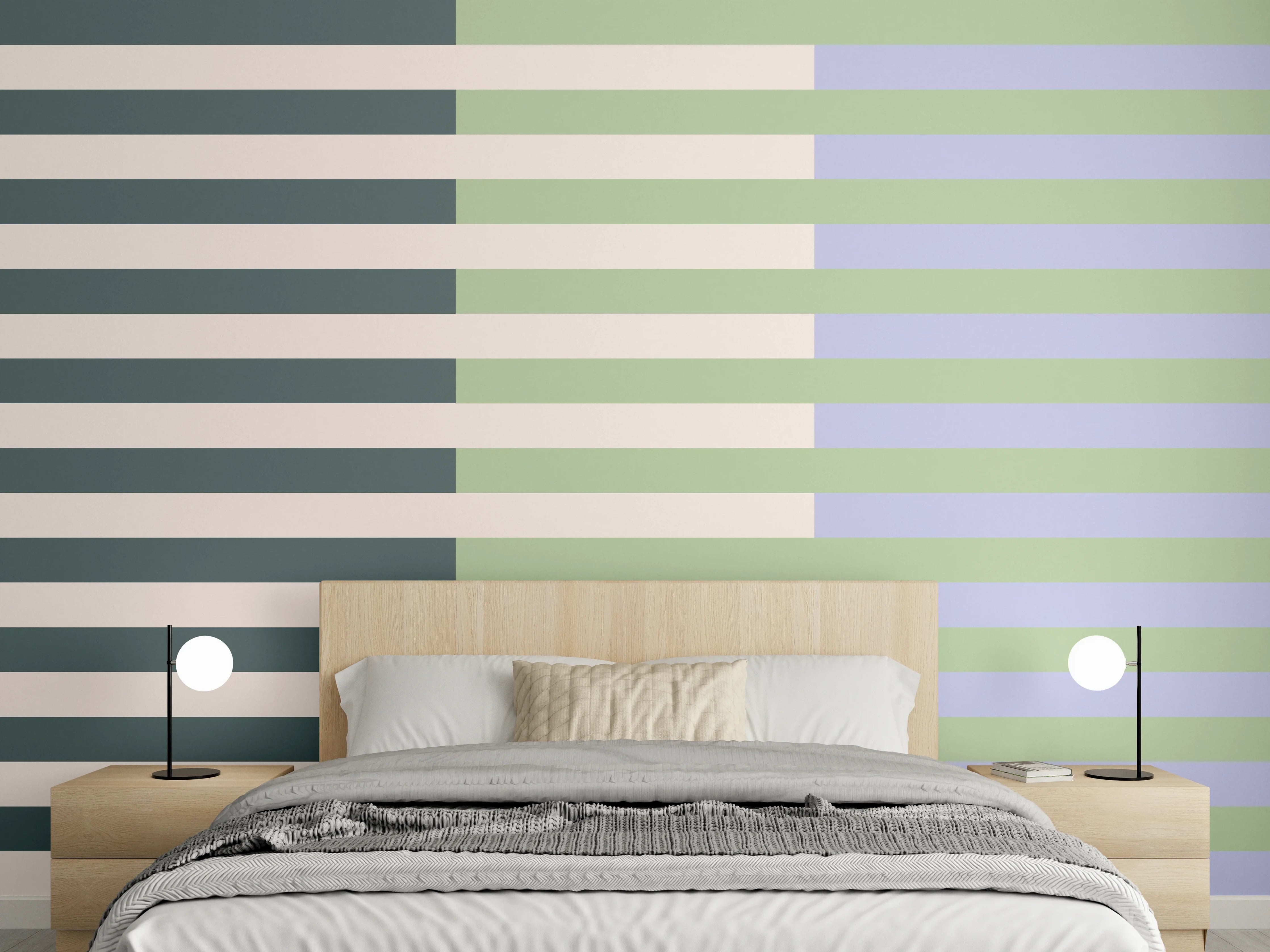 Wandverkleidung Schlafzimmer - Modernes Streifenmuster in Pastellfarben
