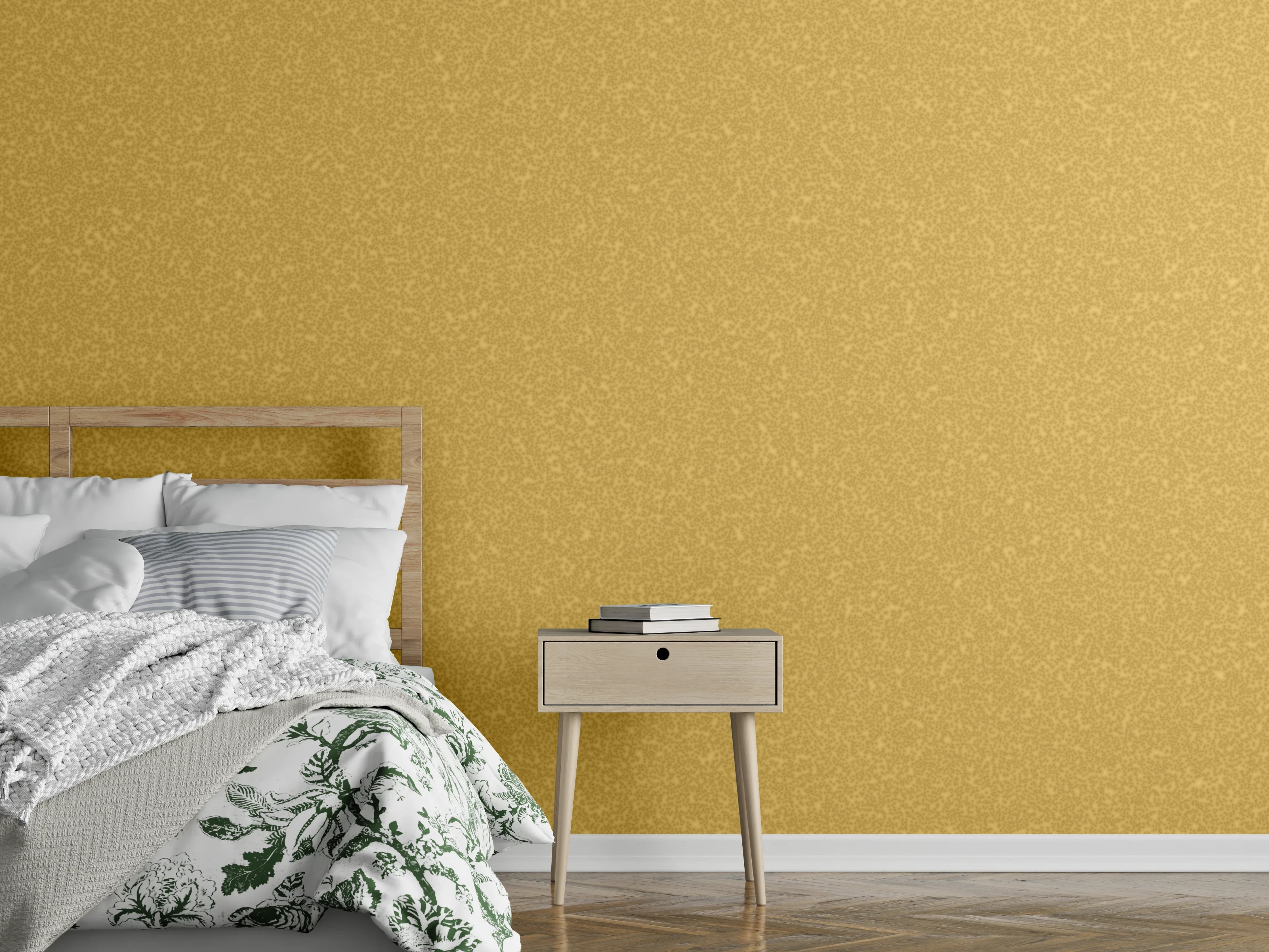 Wandverkleidung Schlafzimmer - Modernes Uni-Design in warmem Ocker