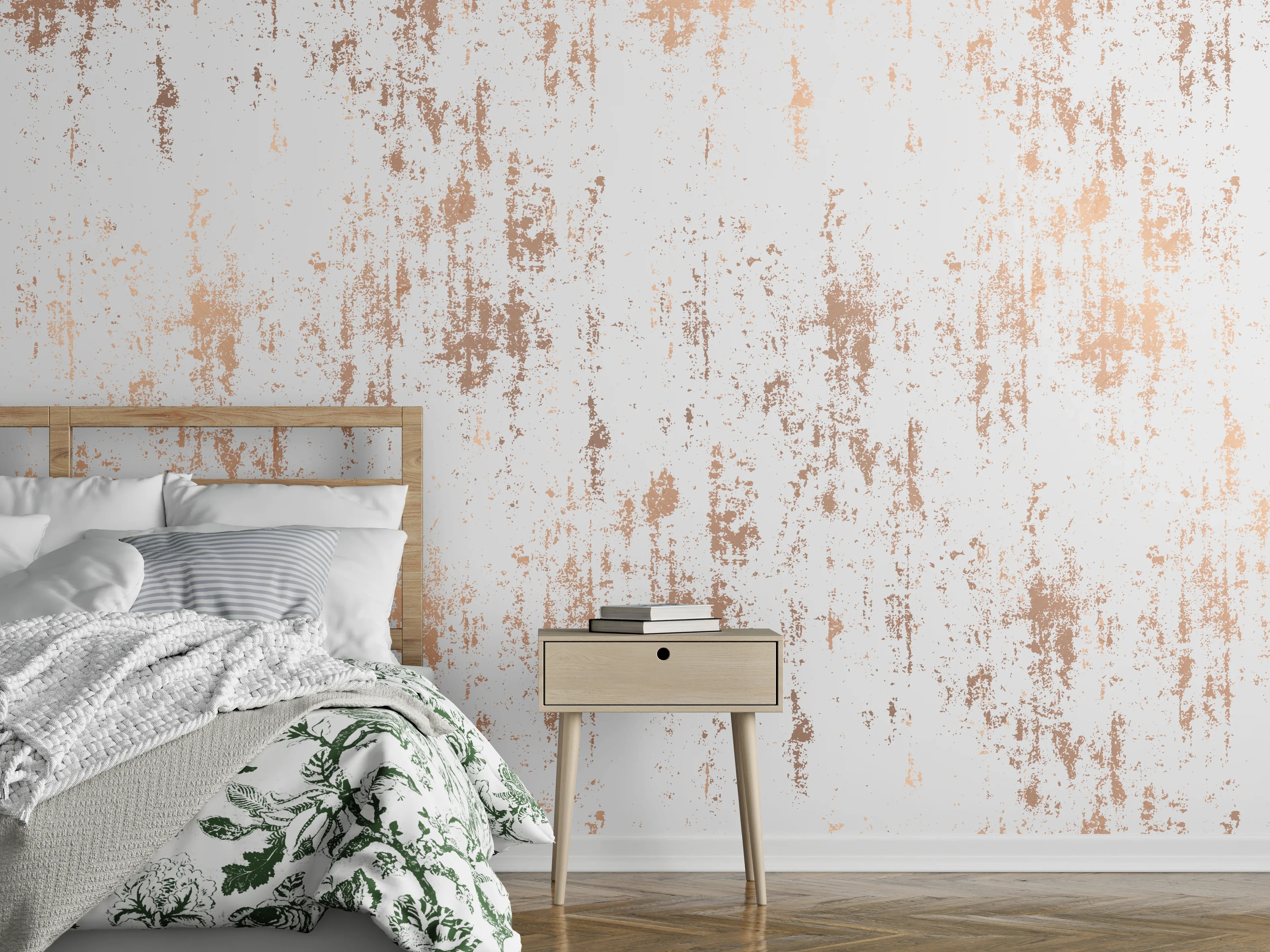 Wandverkleidung Schlafzimmer - Modernes Vintage-Muster in Weiß und Beige