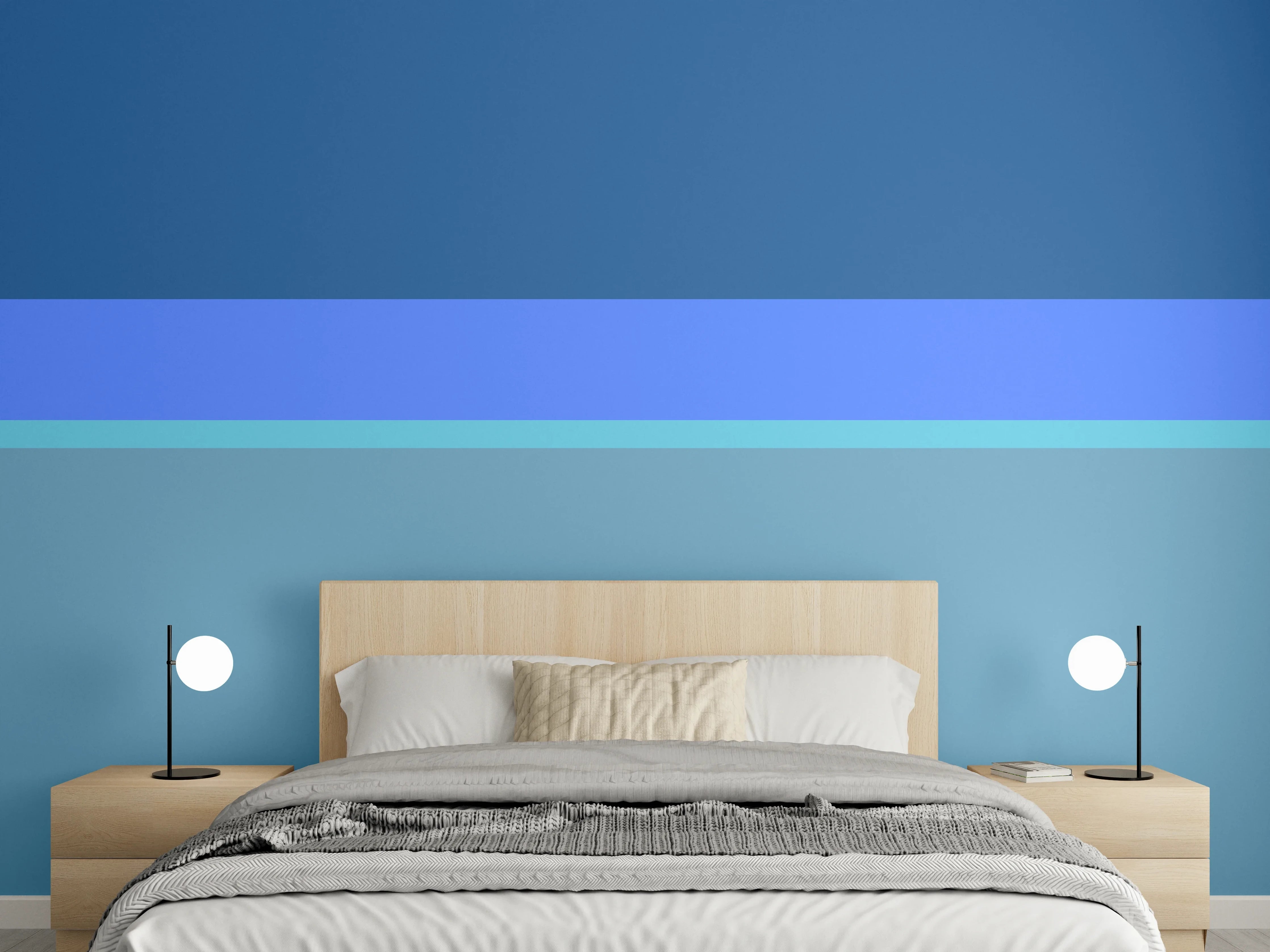 Wandverkleidung Schlafzimmer - Modernes Wandbild Blautöne minimalistisch
