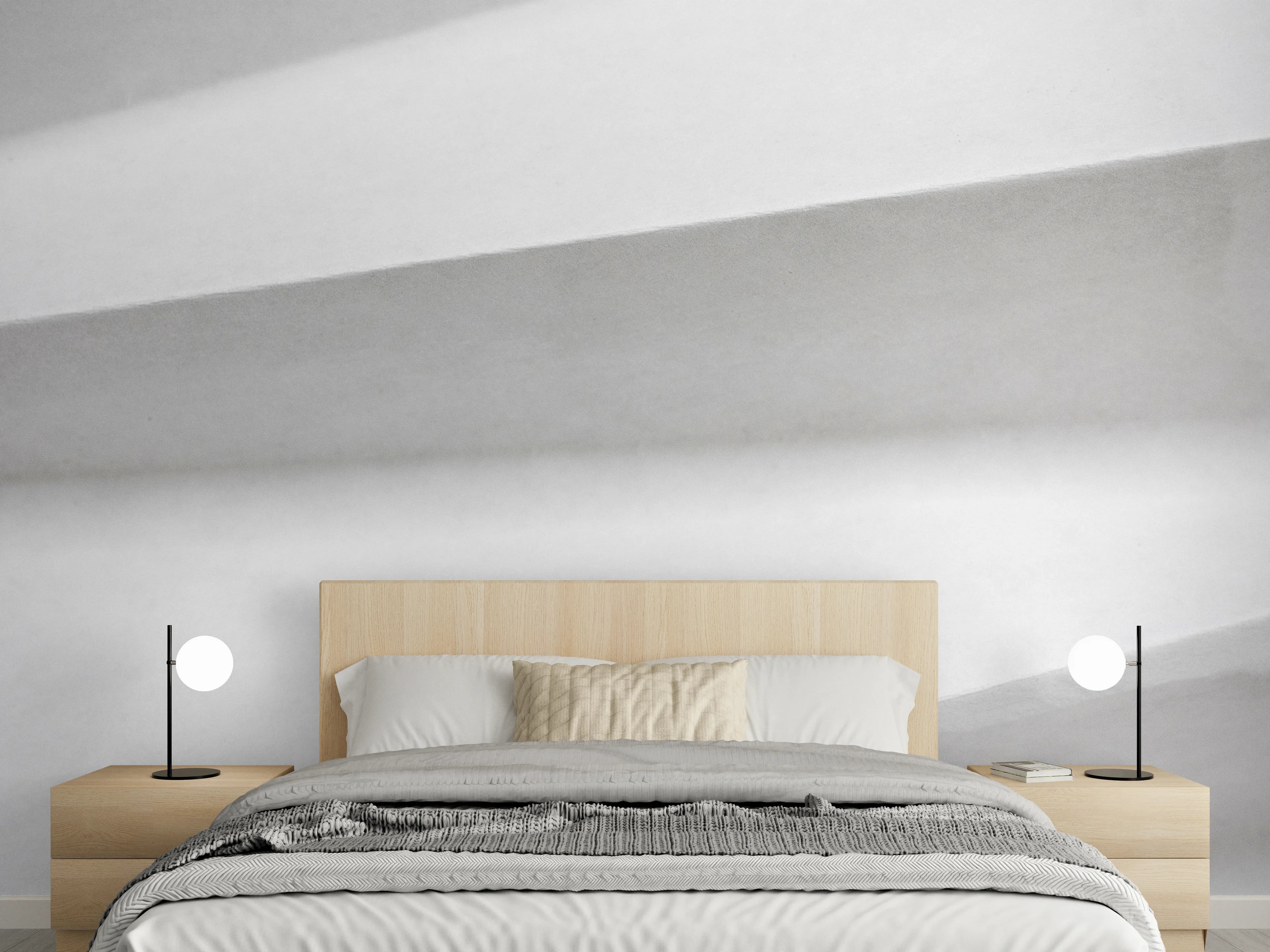 Wandverkleidung Schlafzimmer - Modernes Weiß-Grau Faltspiel Design