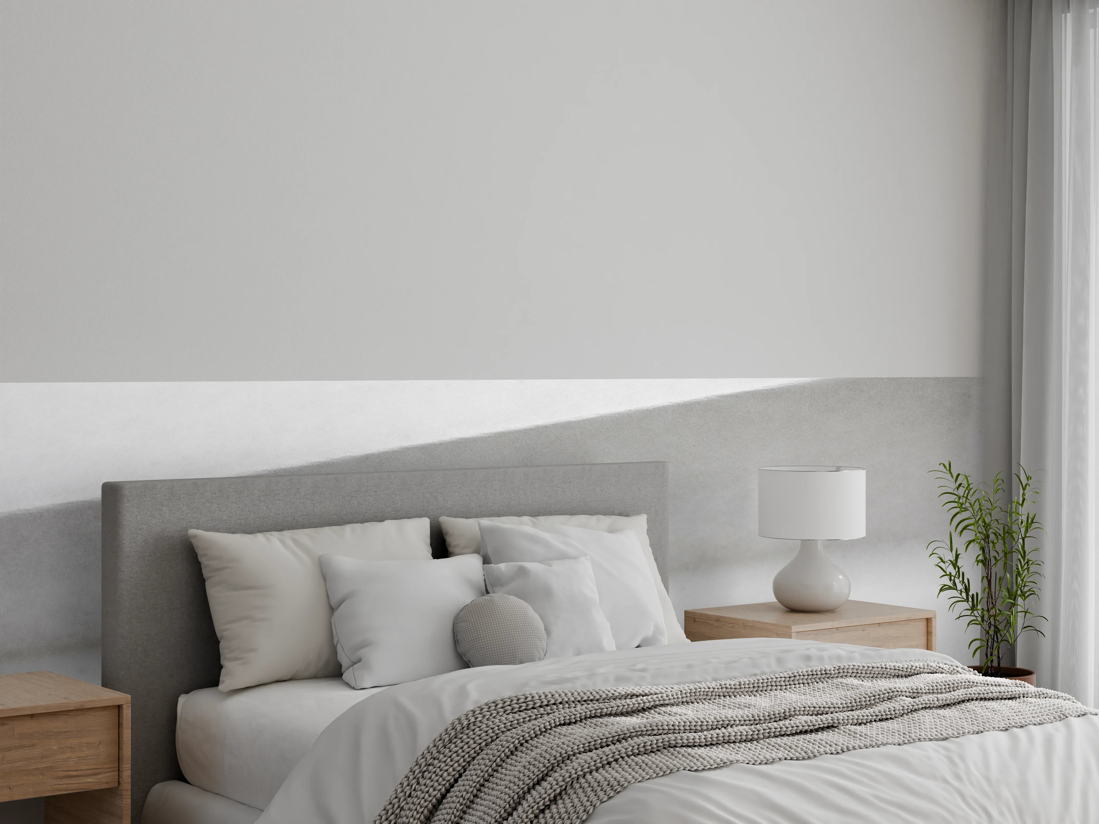 Wandverkleidung Schlafzimmer - Modernes Weiß-Grau Faltspiel Design