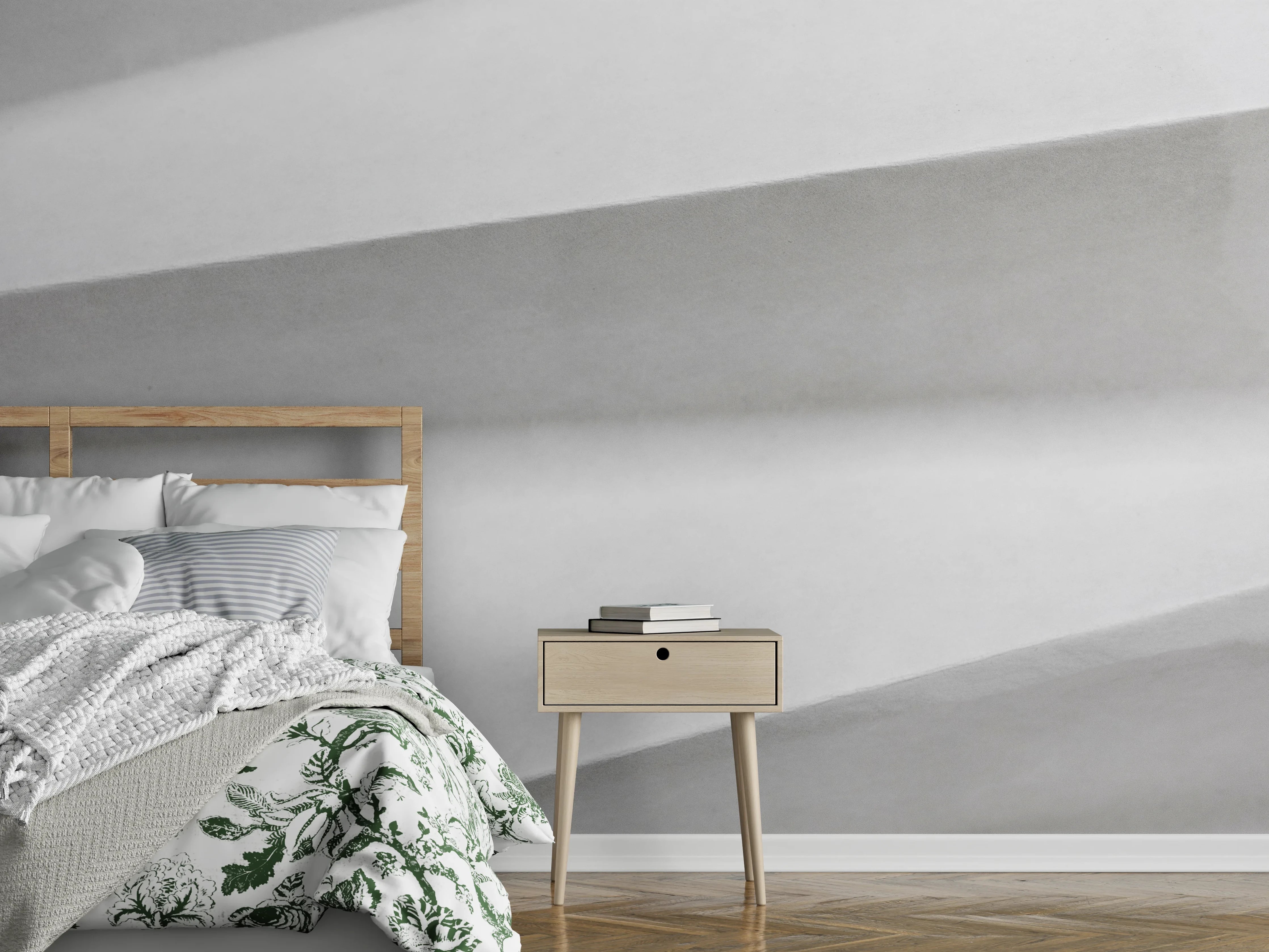 Wandverkleidung Schlafzimmer - Modernes Weiß-Grau Faltspiel Design