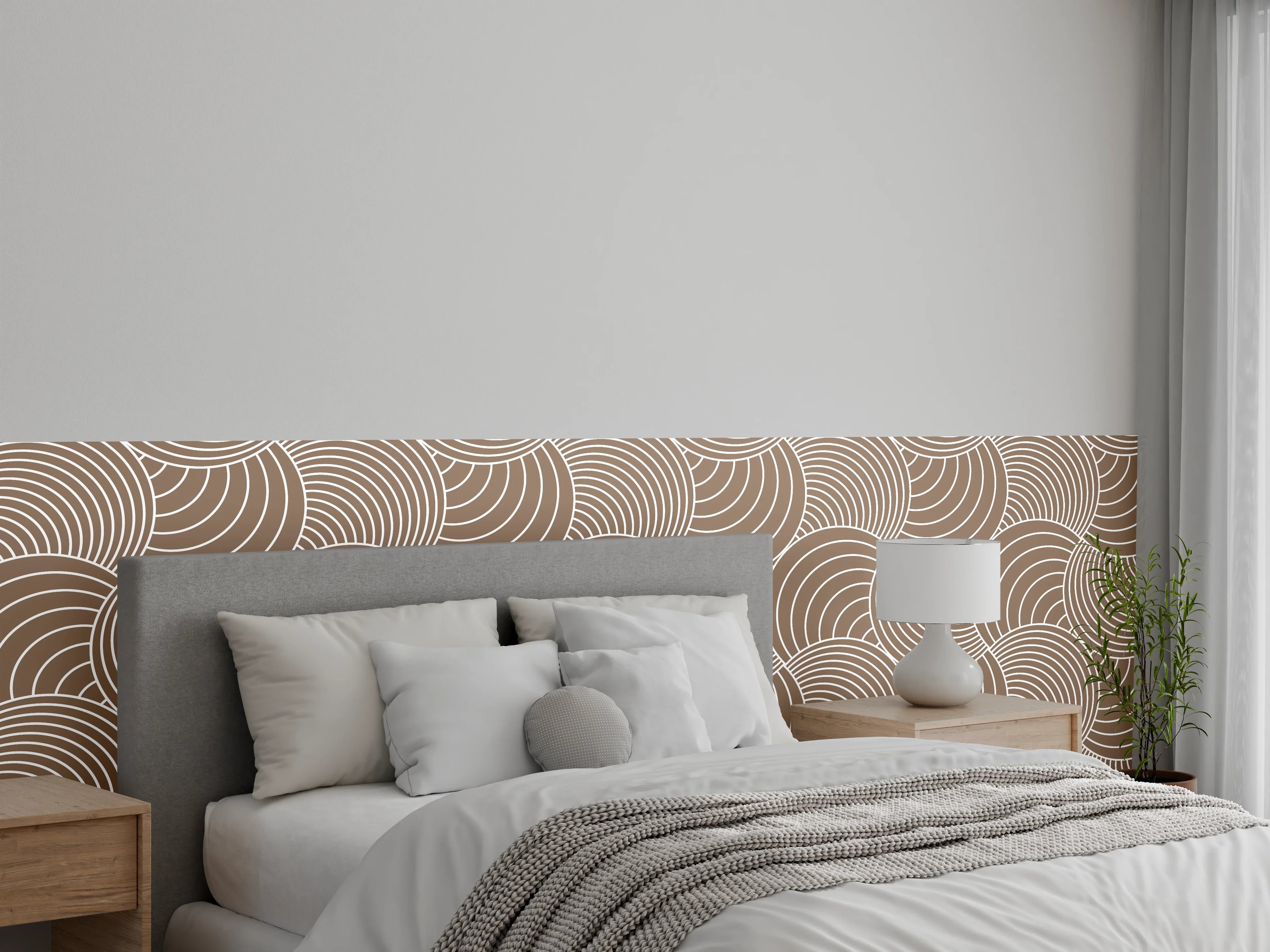 Wandverkleidung Schlafzimmer - Modernes Wellenmuster Beige Wanddekor