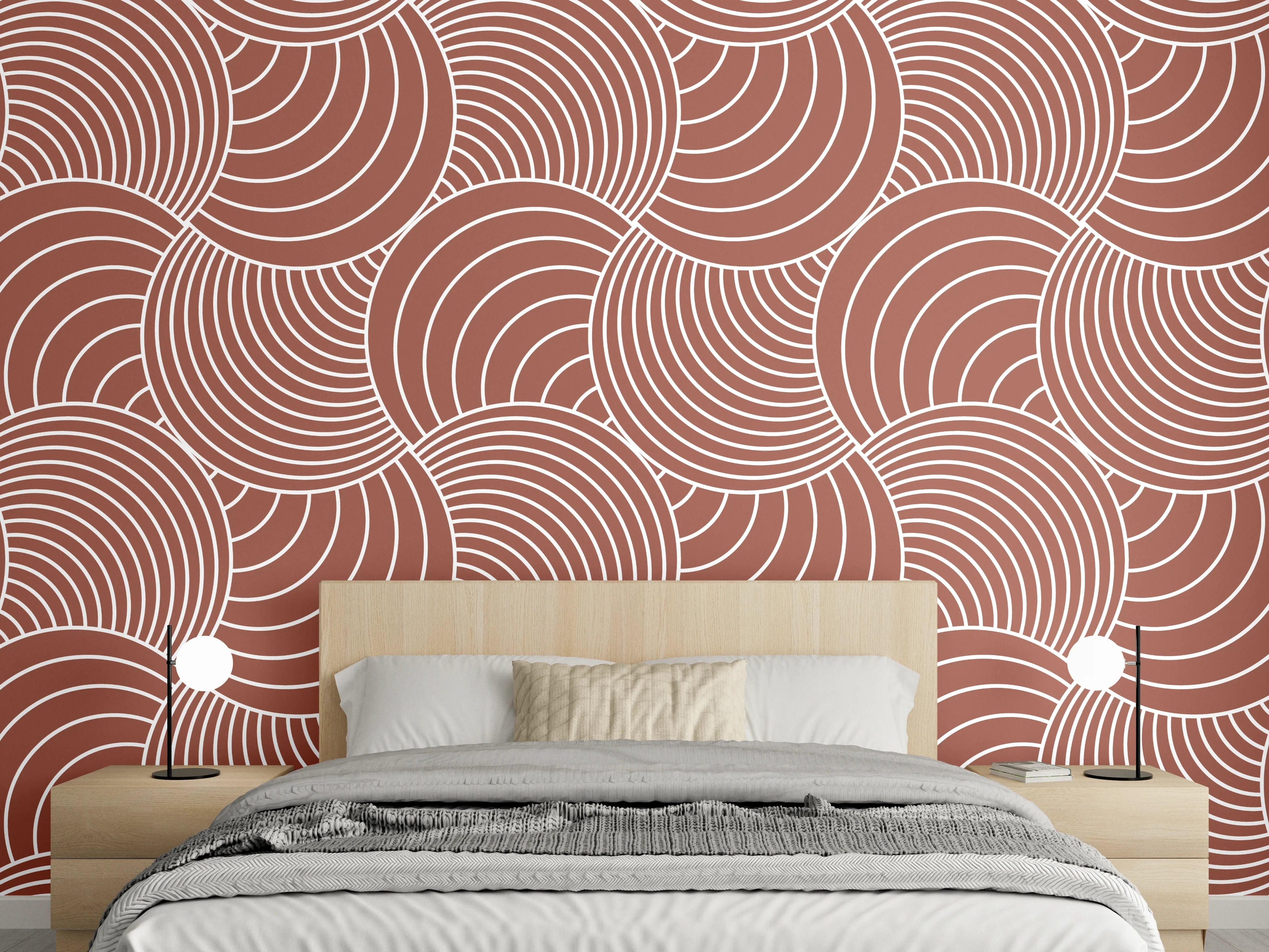 Wandverkleidung Schlafzimmer - Modernes Wellenmuster in Terrakotta