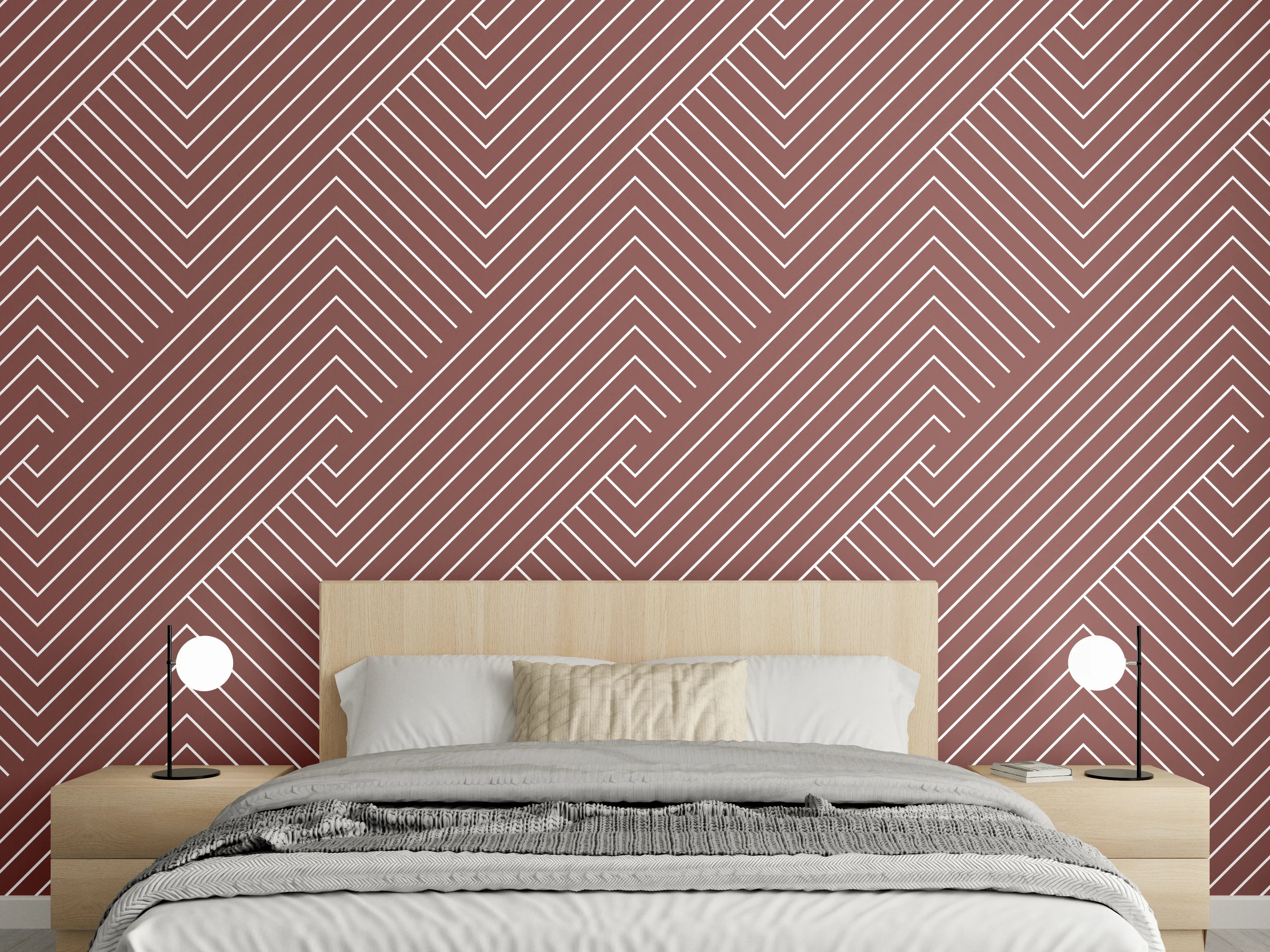 Wandverkleidung Schlafzimmer - Modernes Zickzack-Muster auf Braun