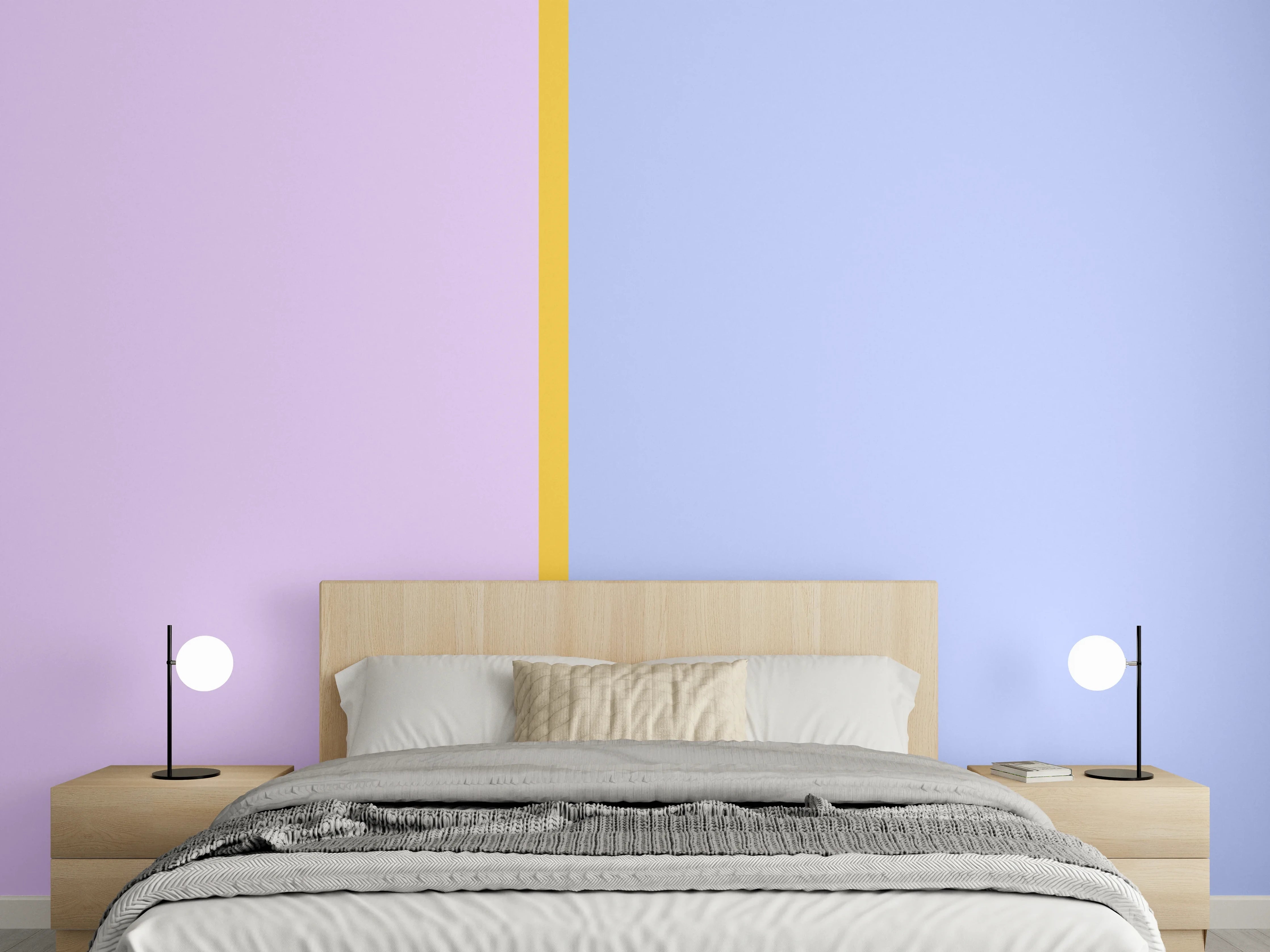 Wandverkleidung Schlafzimmer - Modernes Zweifarb-Design Wandbild