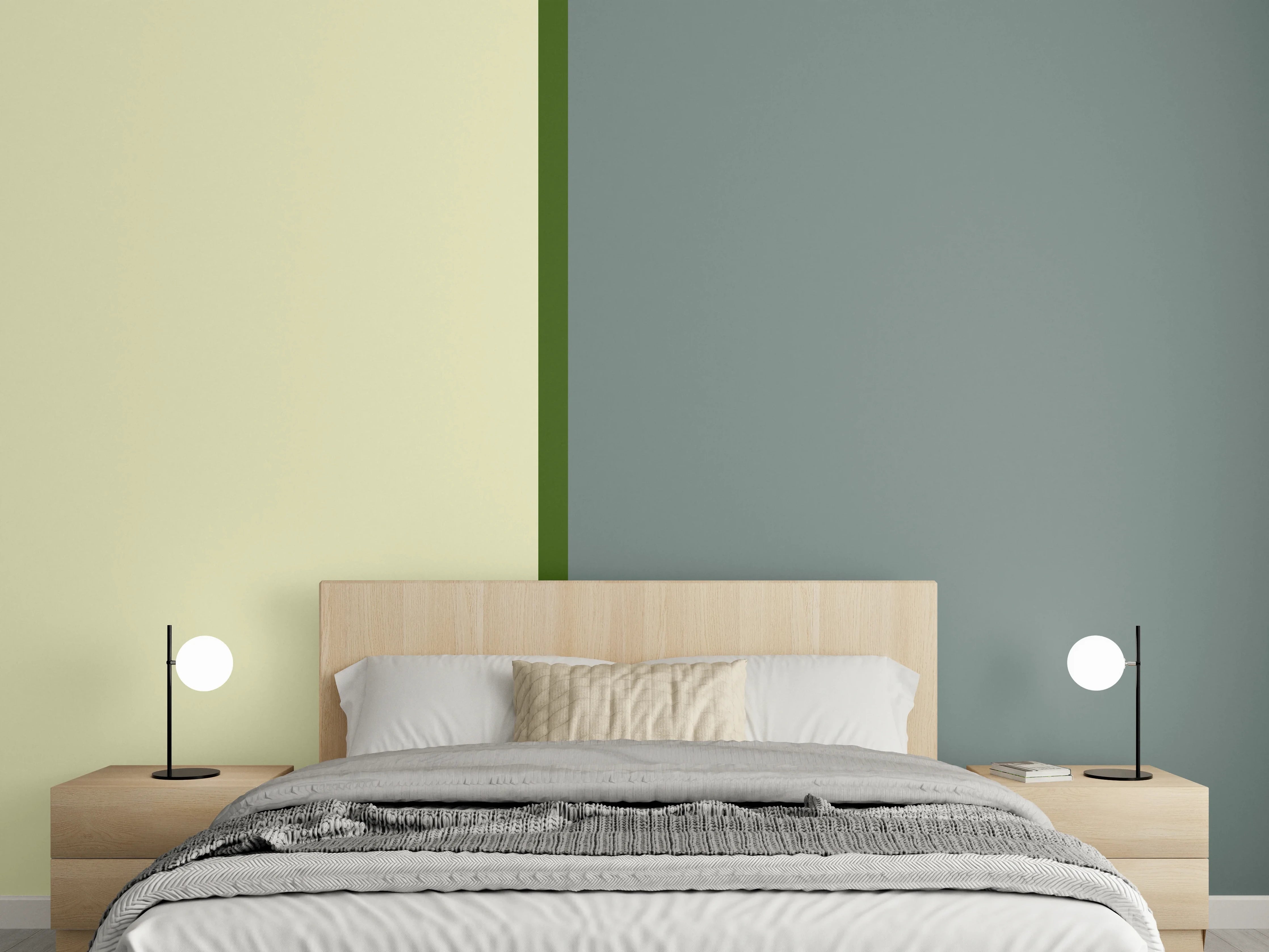 Wandverkleidung Schlafzimmer - Modernes Zweifarb-Design in Beige und Grau