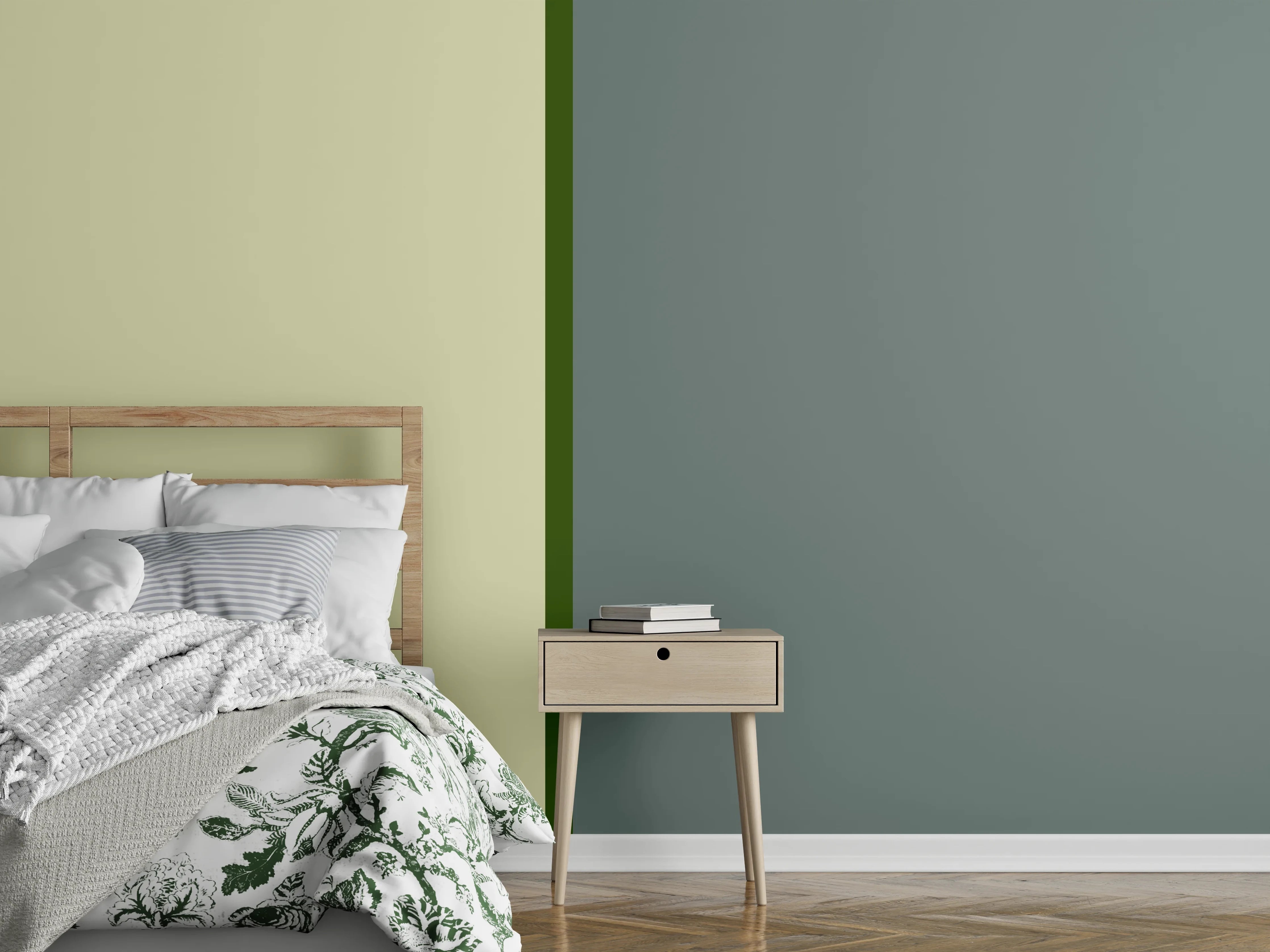Wandverkleidung Schlafzimmer - Modernes Zweifarb-Design in Beige und Grau