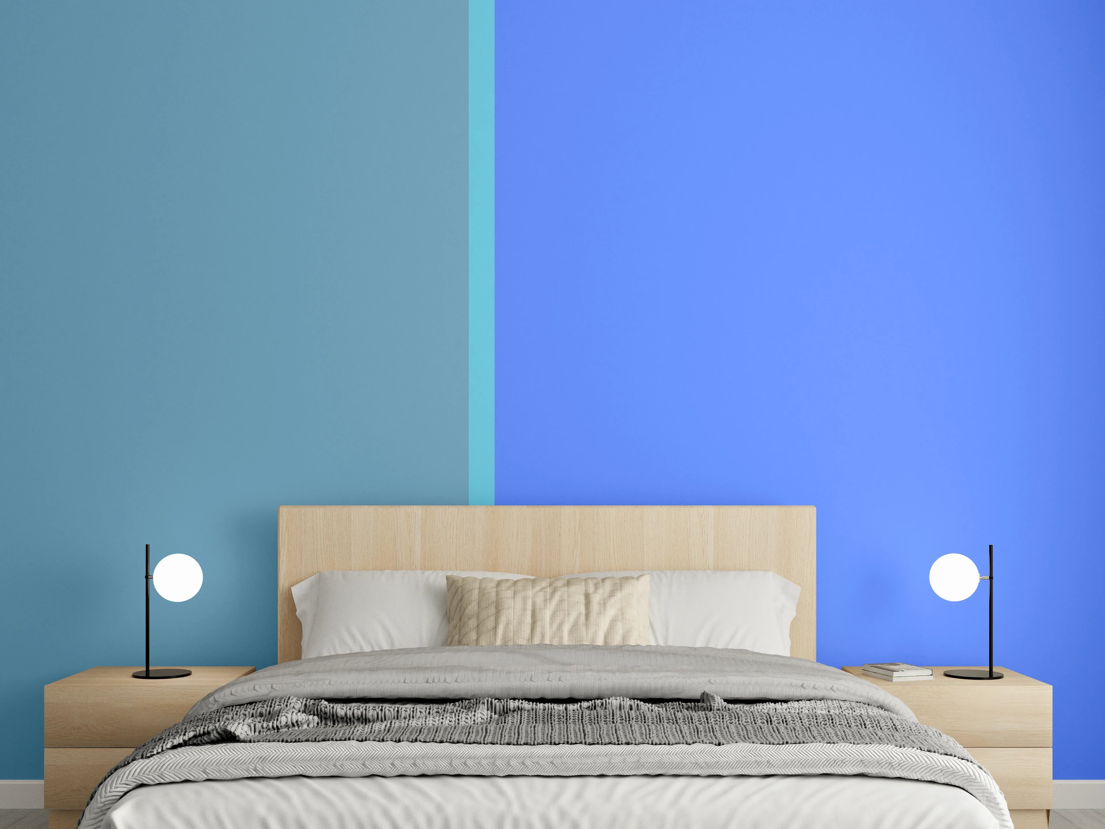 Wandverkleidung Schlafzimmer - Modernes abstraktes Farb-Design Blau Türkis