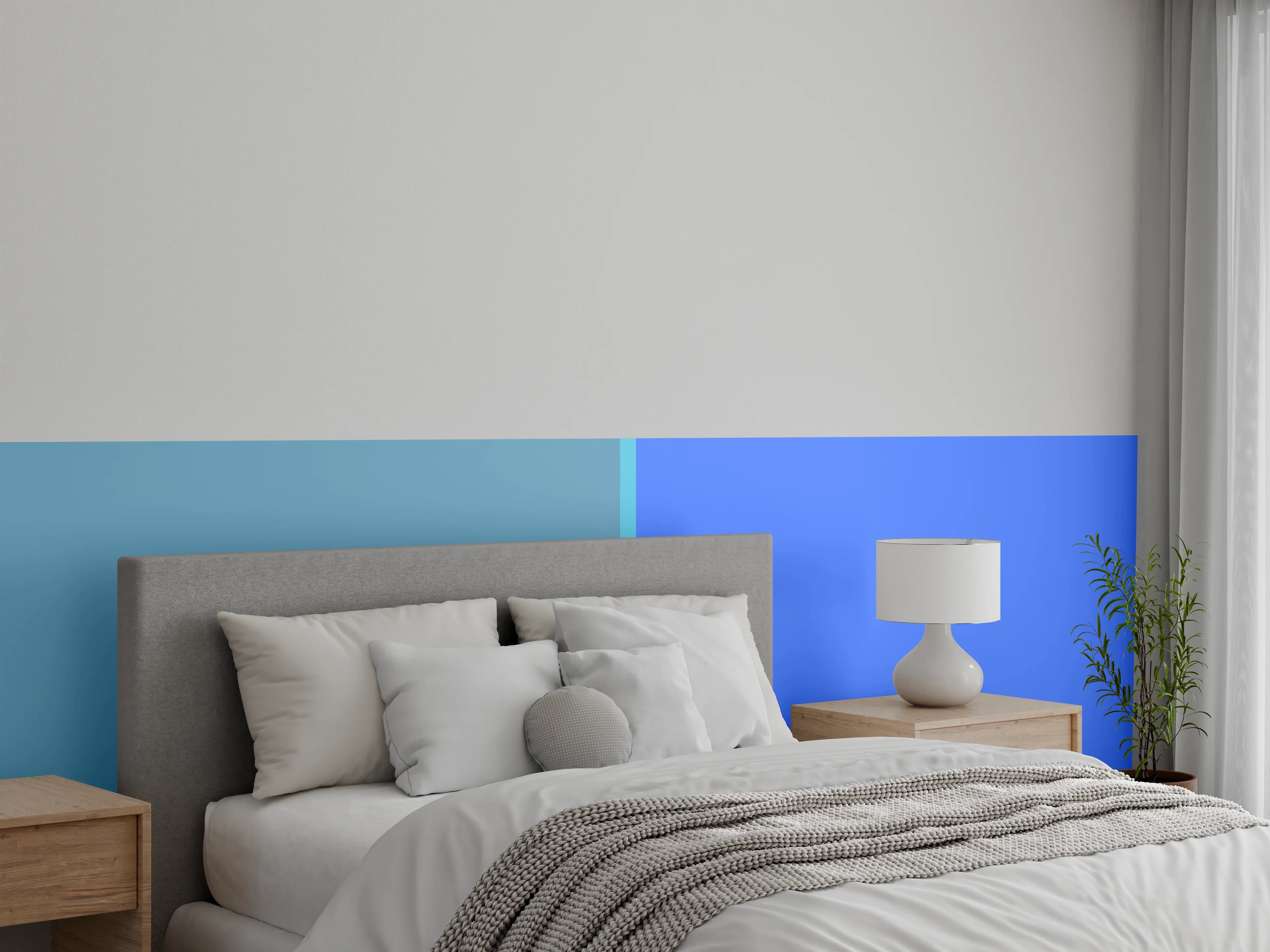 Wandverkleidung Schlafzimmer - Modernes abstraktes Farb-Design Blau Türkis
