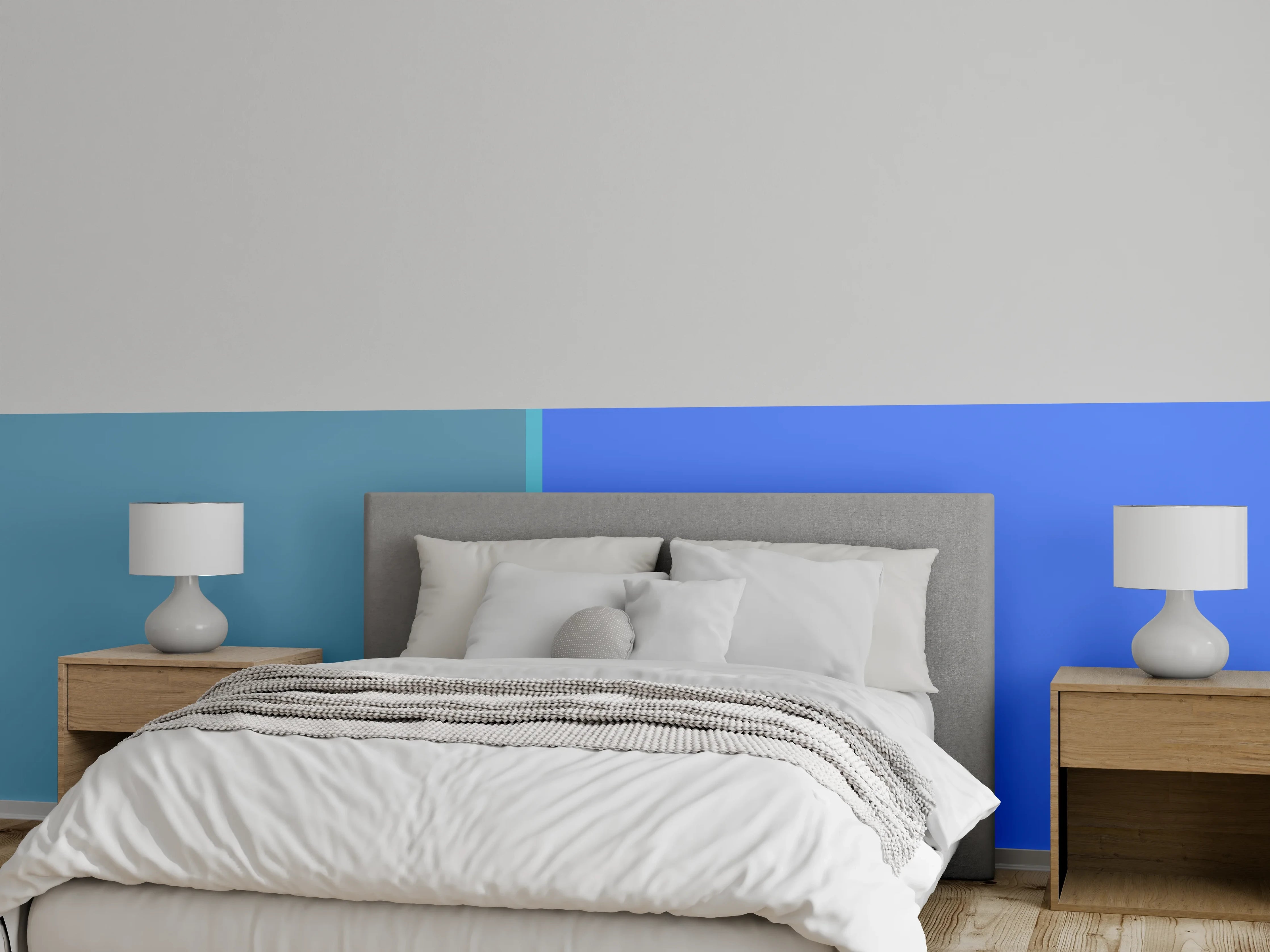 Wandverkleidung Schlafzimmer - Modernes abstraktes Farb-Design Blau Türkis