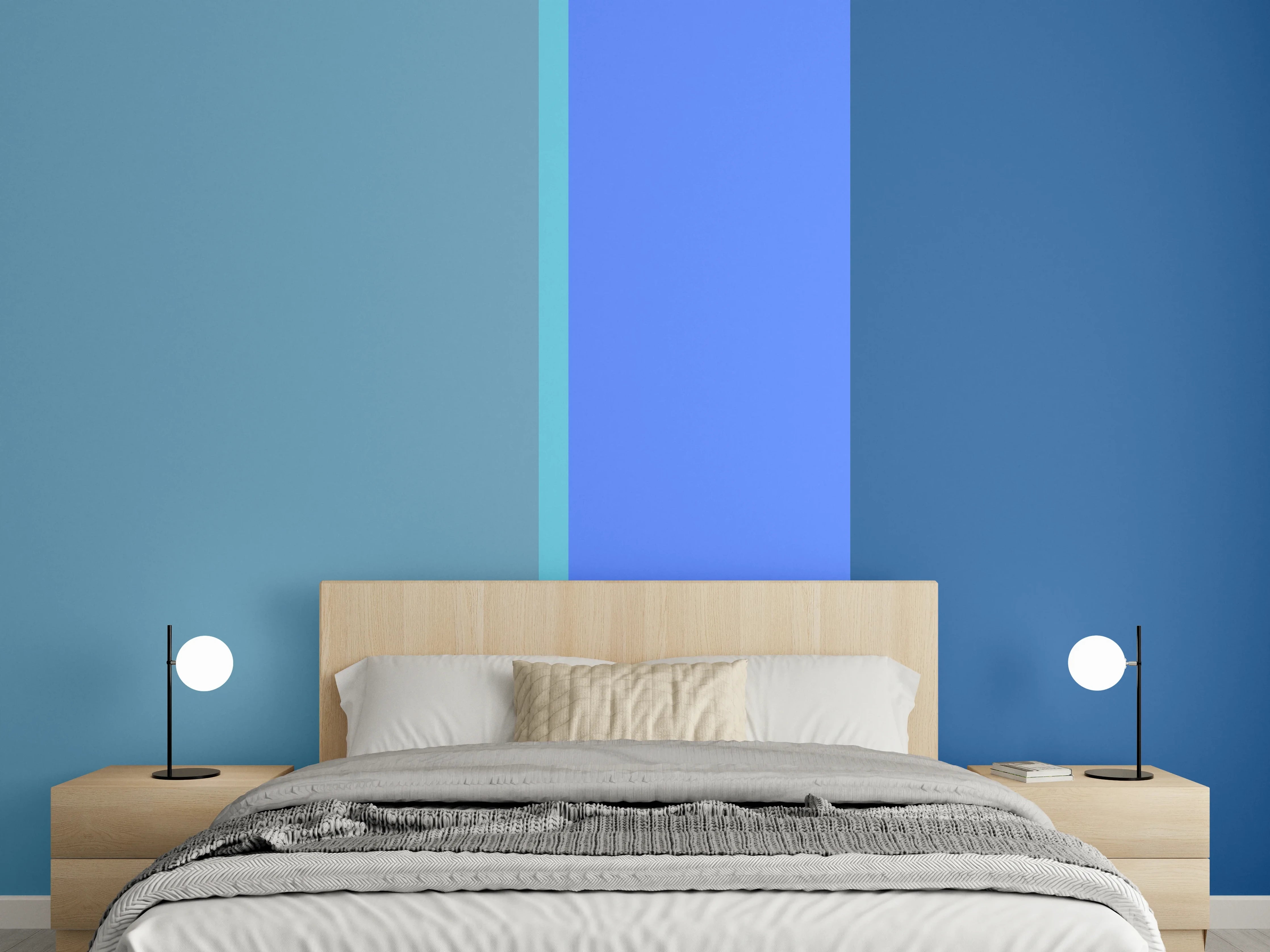 Wandverkleidung Schlafzimmer - Modernes abstraktes Streifen-Design Blau