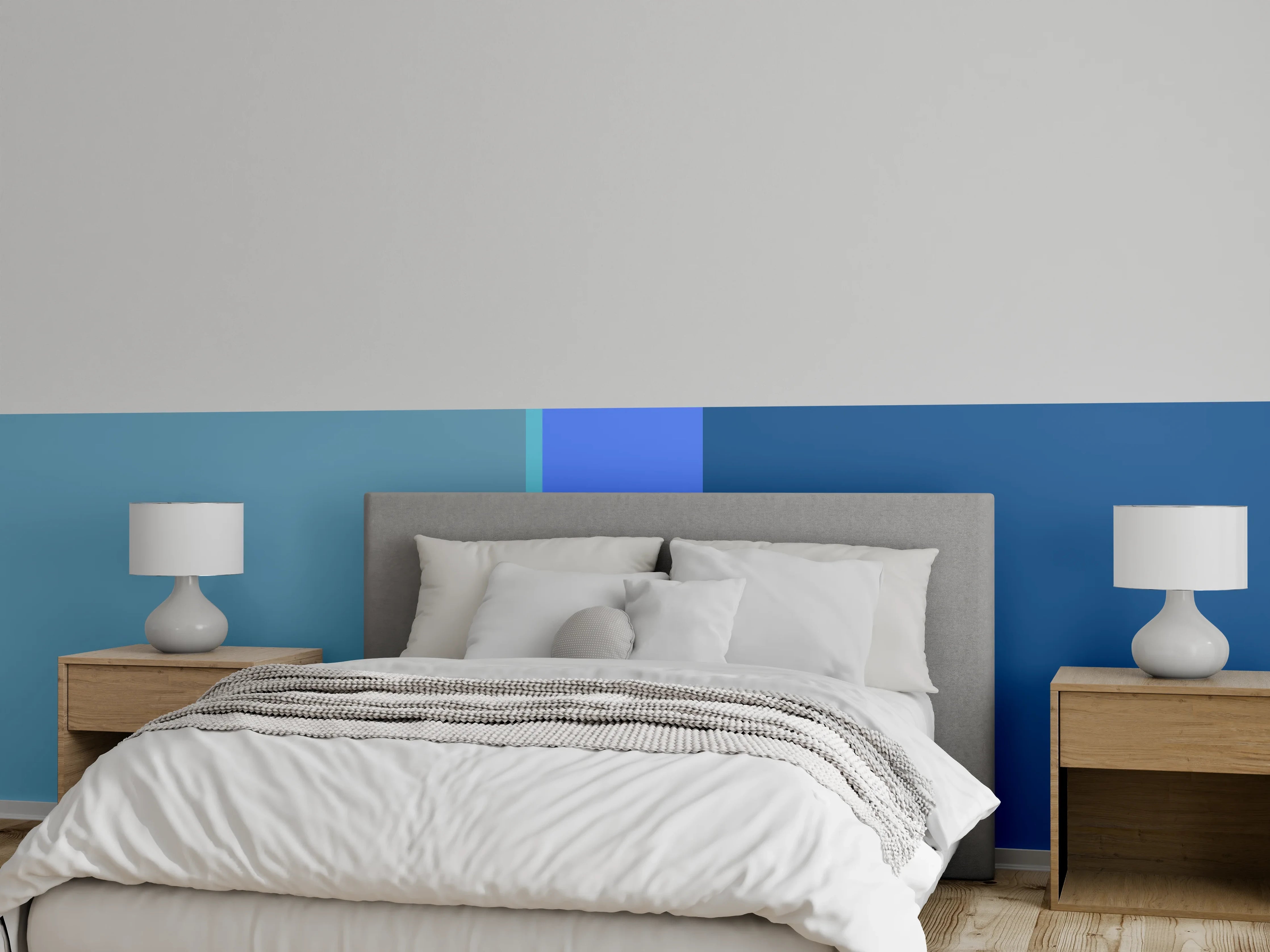 Wandverkleidung Schlafzimmer - Modernes abstraktes Streifen-Design Blau
