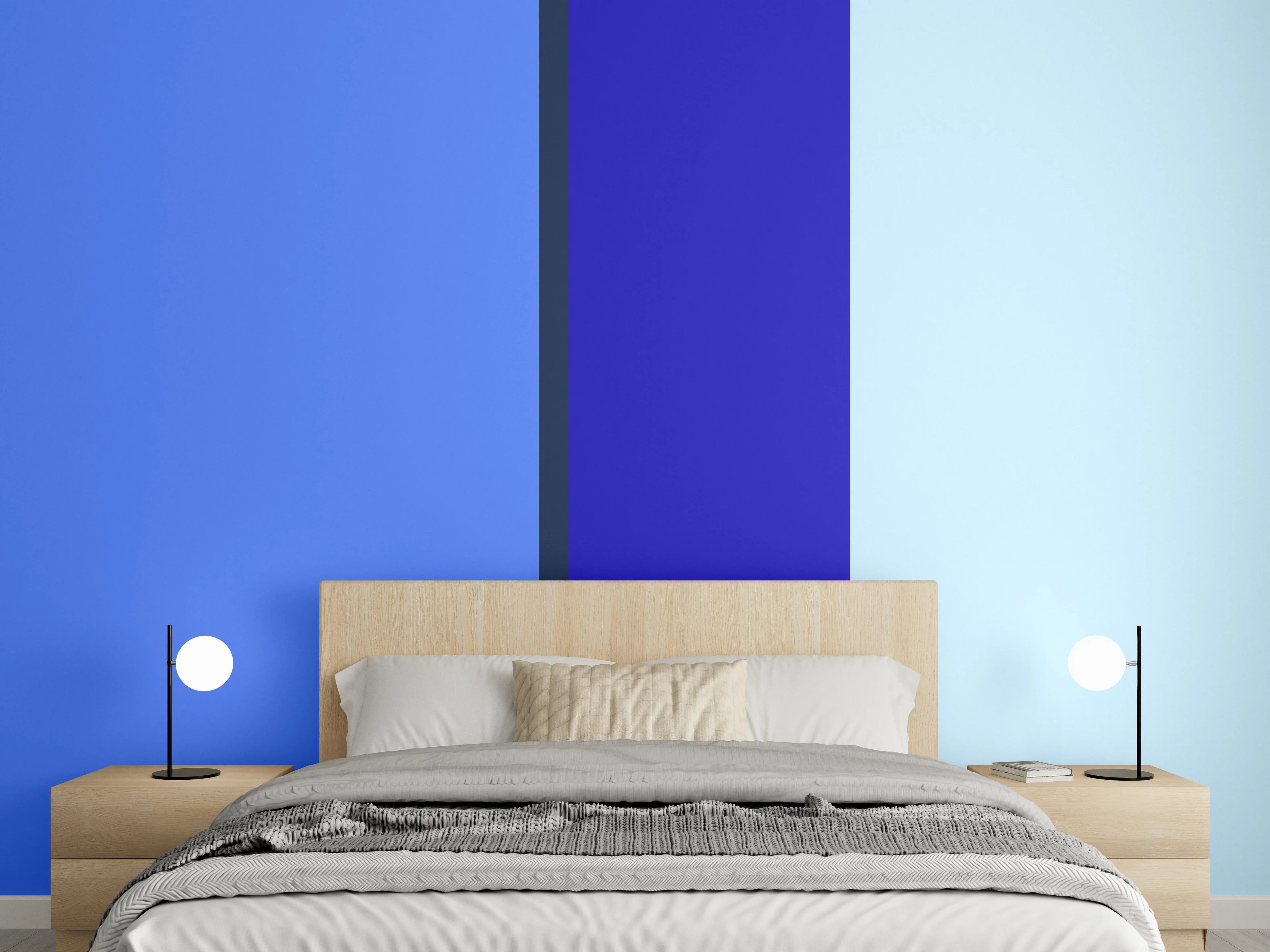 Wandverkleidung Schlafzimmer - Modernes abstraktes Wanddesign Blautöne